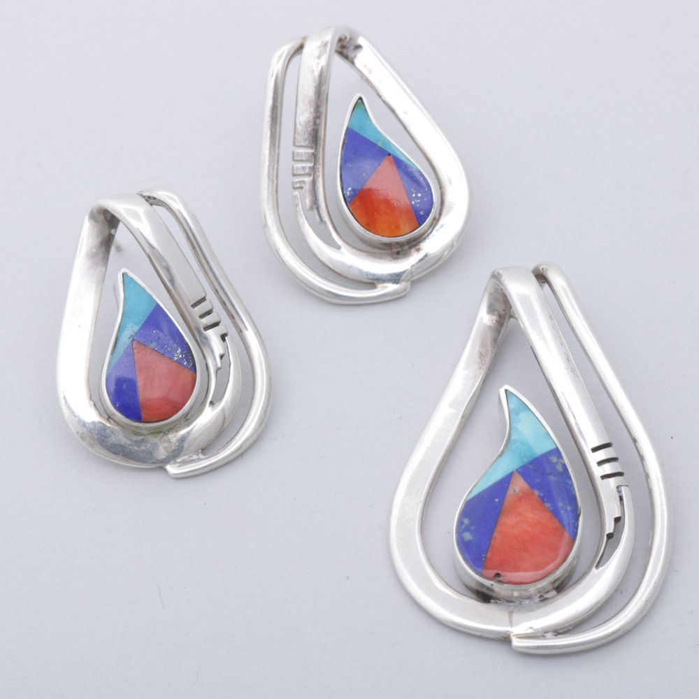 Jerry J. Nelson Sterling Silver Dyed Turquoise, Lapis and Coral Assorted Jewlery