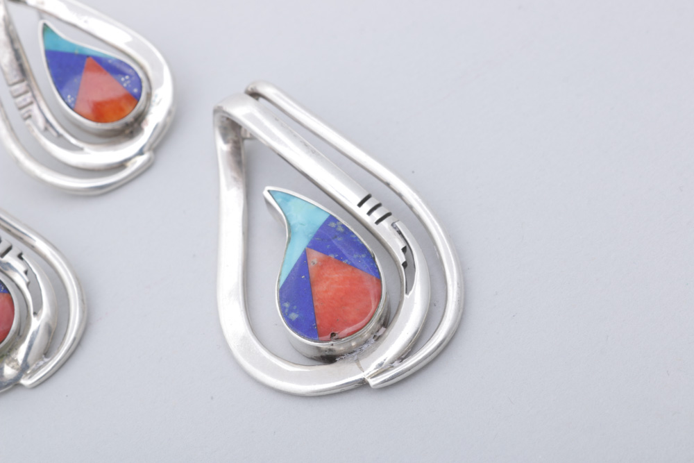 Jerry J. Nelson Sterling Silver Dyed Turquoise, Lapis and Coral Assorted Jewlery