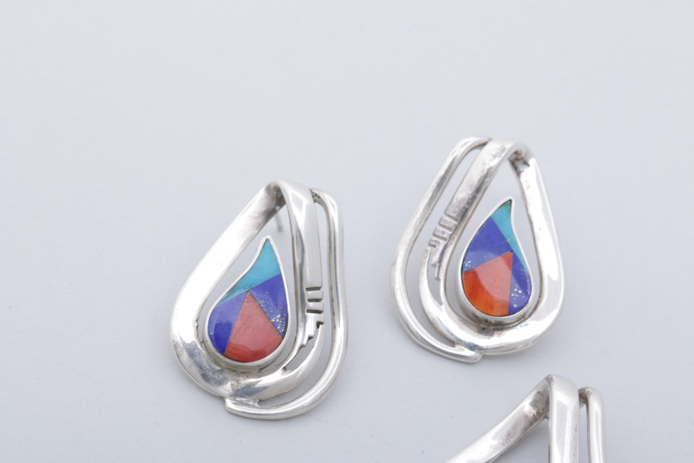 Jerry J. Nelson Sterling Silver Dyed Turquoise, Lapis and Coral Assorted Jewlery