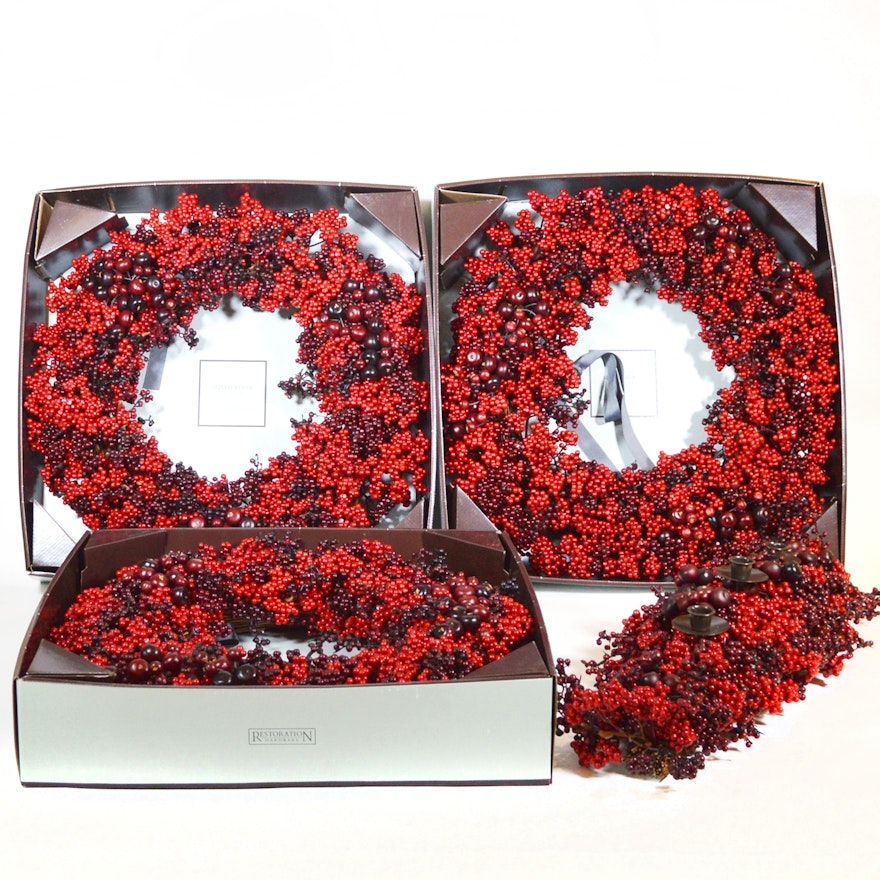 Restoration Hardware Mixed Berry Wreaths and Table Decor