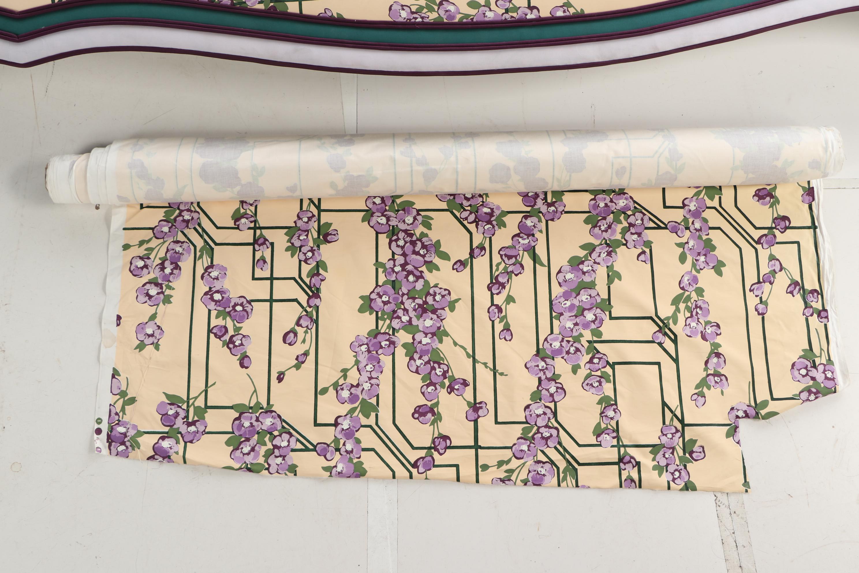 Upholstered Valence and Partial Bolt of "Ming" Chintz by Judscott Handprints Ltd