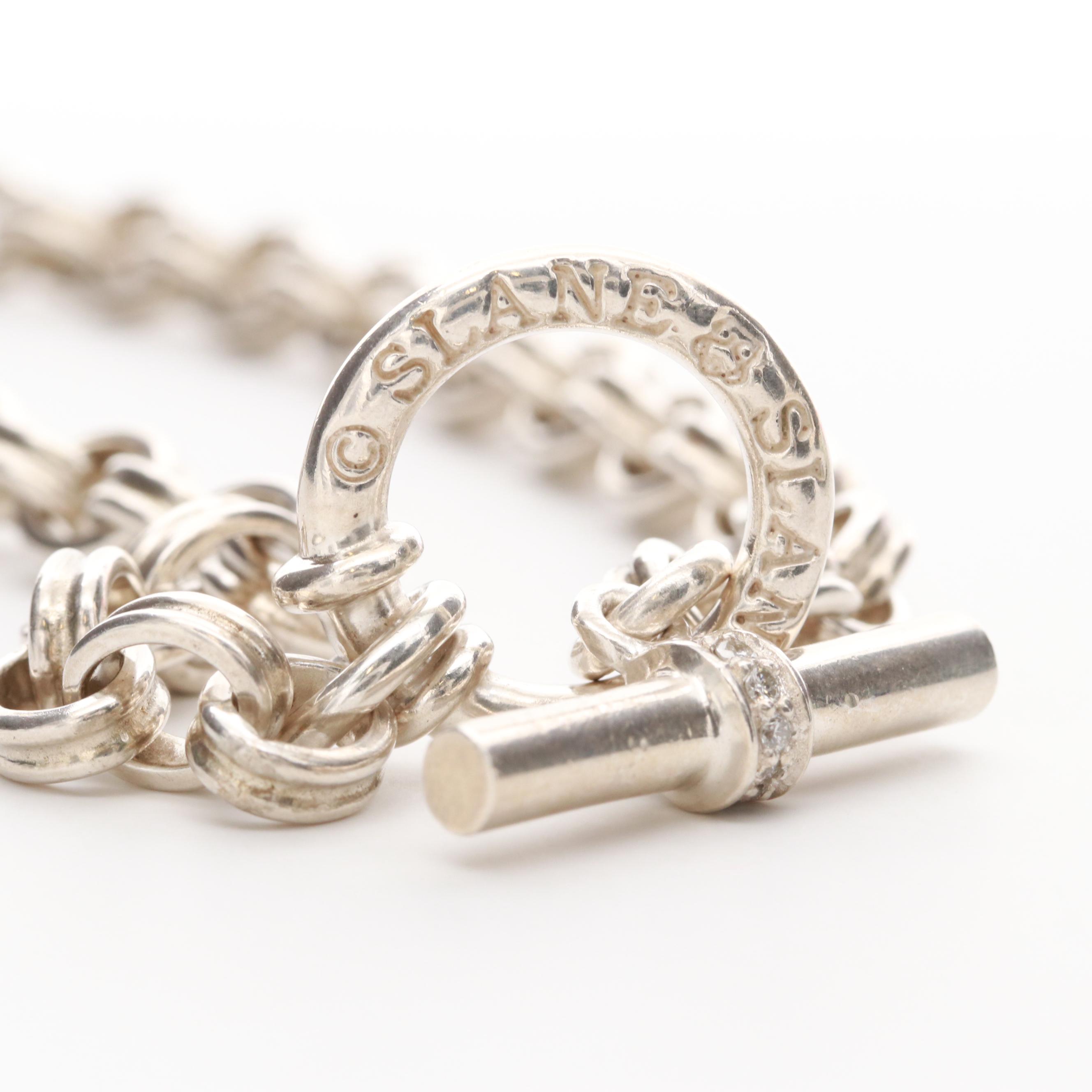 Slane & Slane Sterling Silver Diamond Cable Chain Link Necklace