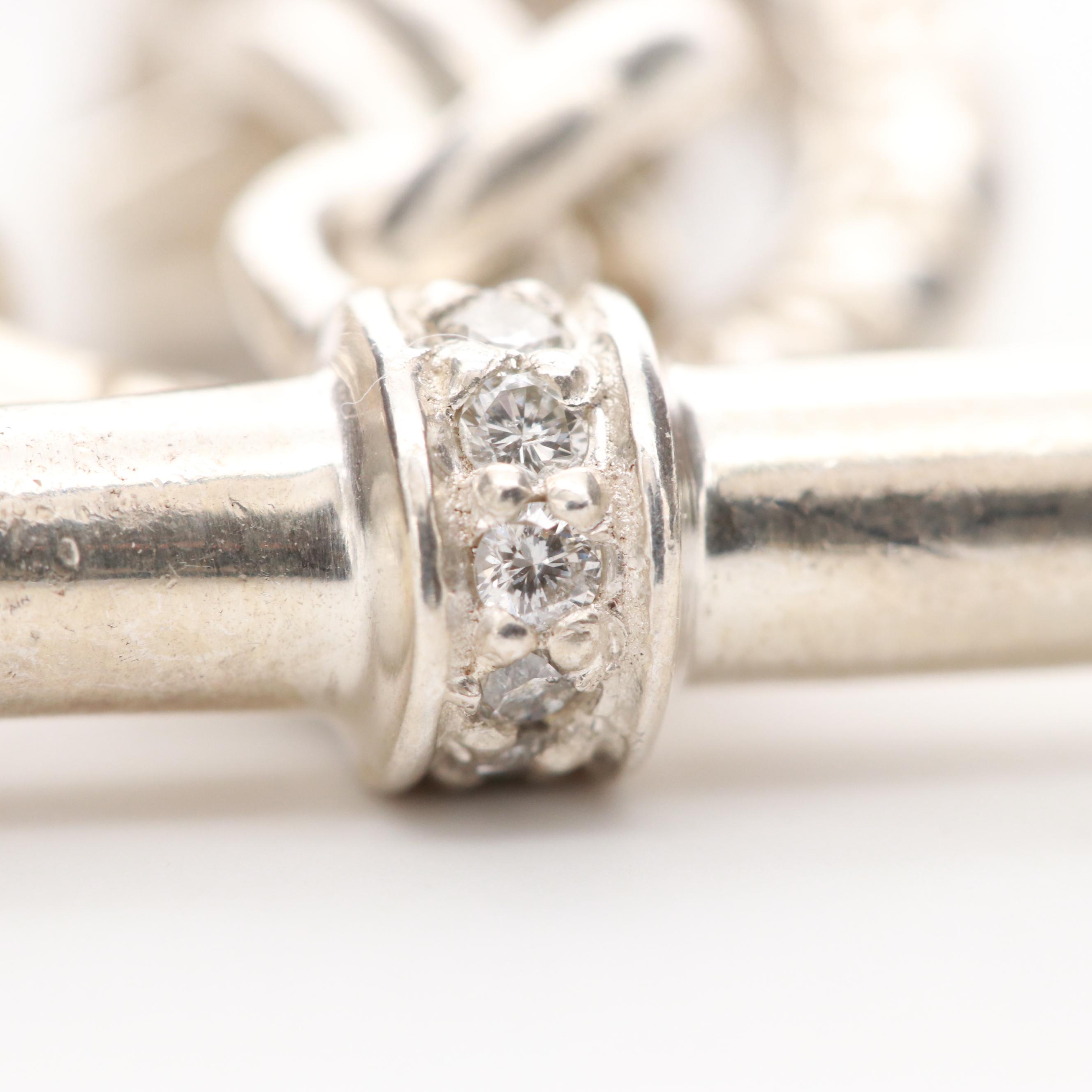 Slane & Slane Sterling Silver Diamond Cable Chain Link Necklace