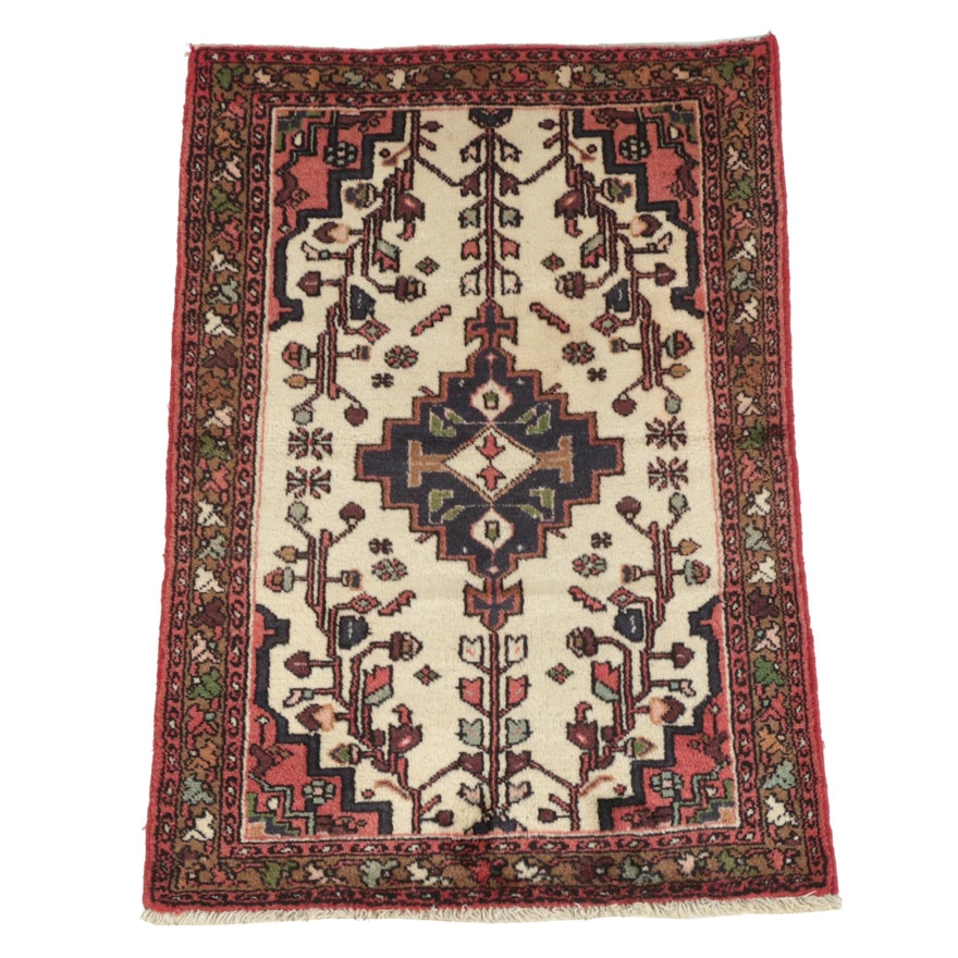 Hand-Knotted Persian Hamadan Wool Area Rug