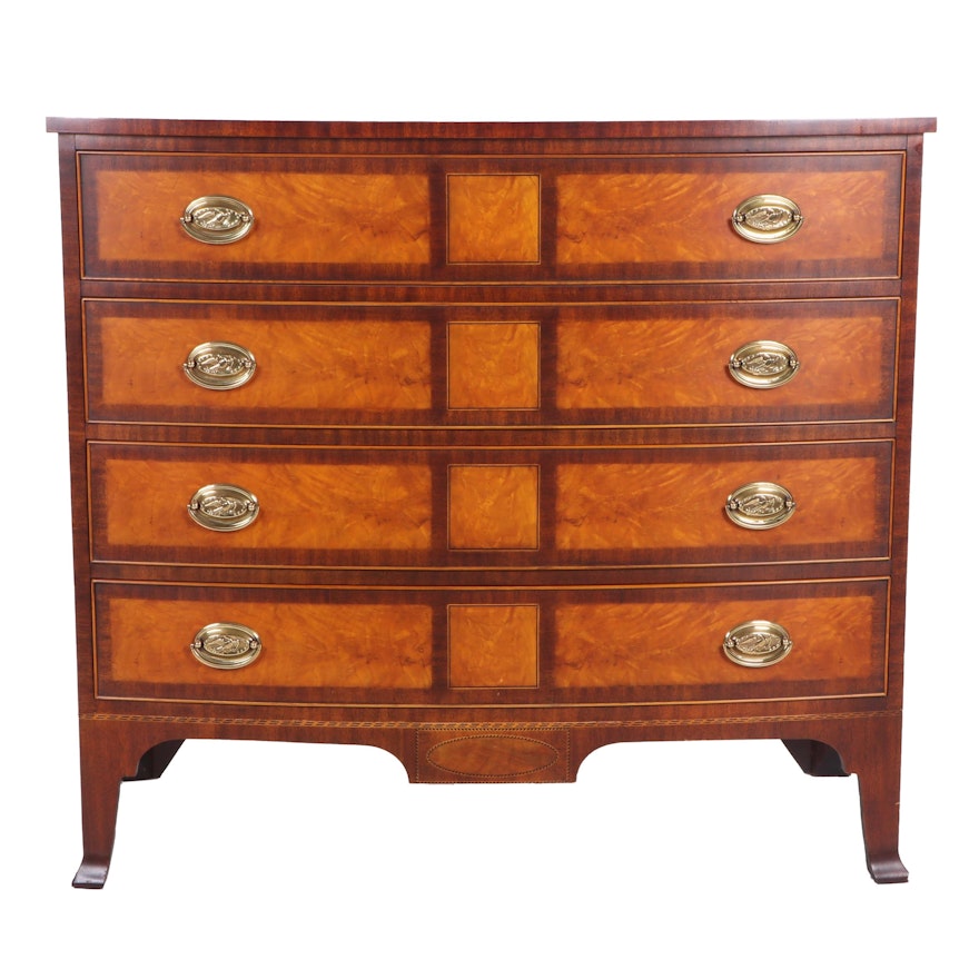 Henkel-Harris Federal Style Figured Maple and Mahogany Dresser, Contemporary