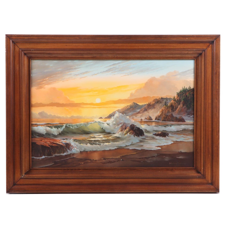 Gloria K. Williams Oil Painting "Sunset Over Big Sur"