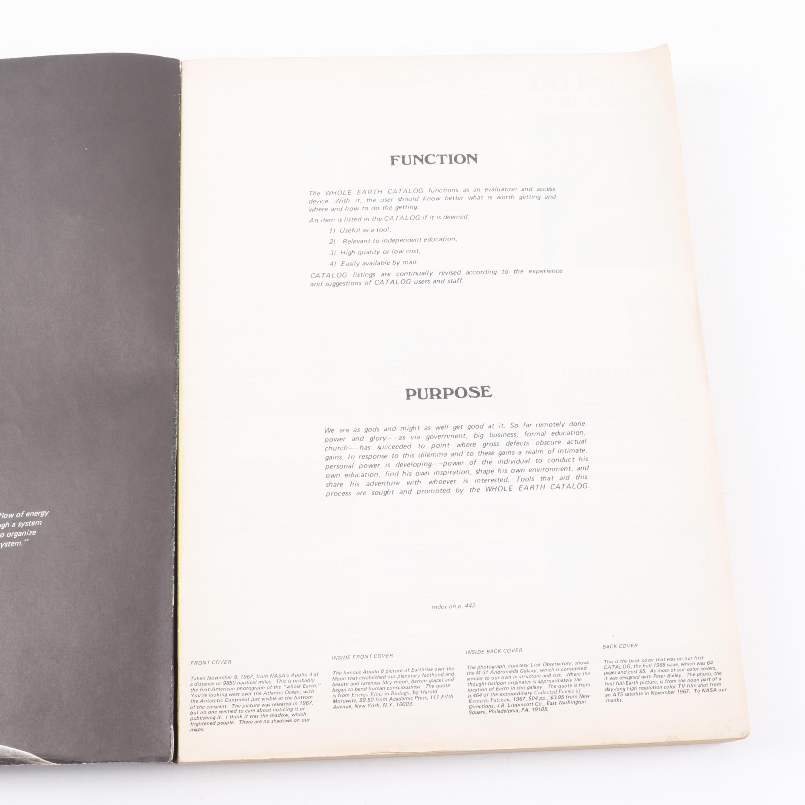 1971 "The Last Whole Earth Catalog" by the Portola Institute