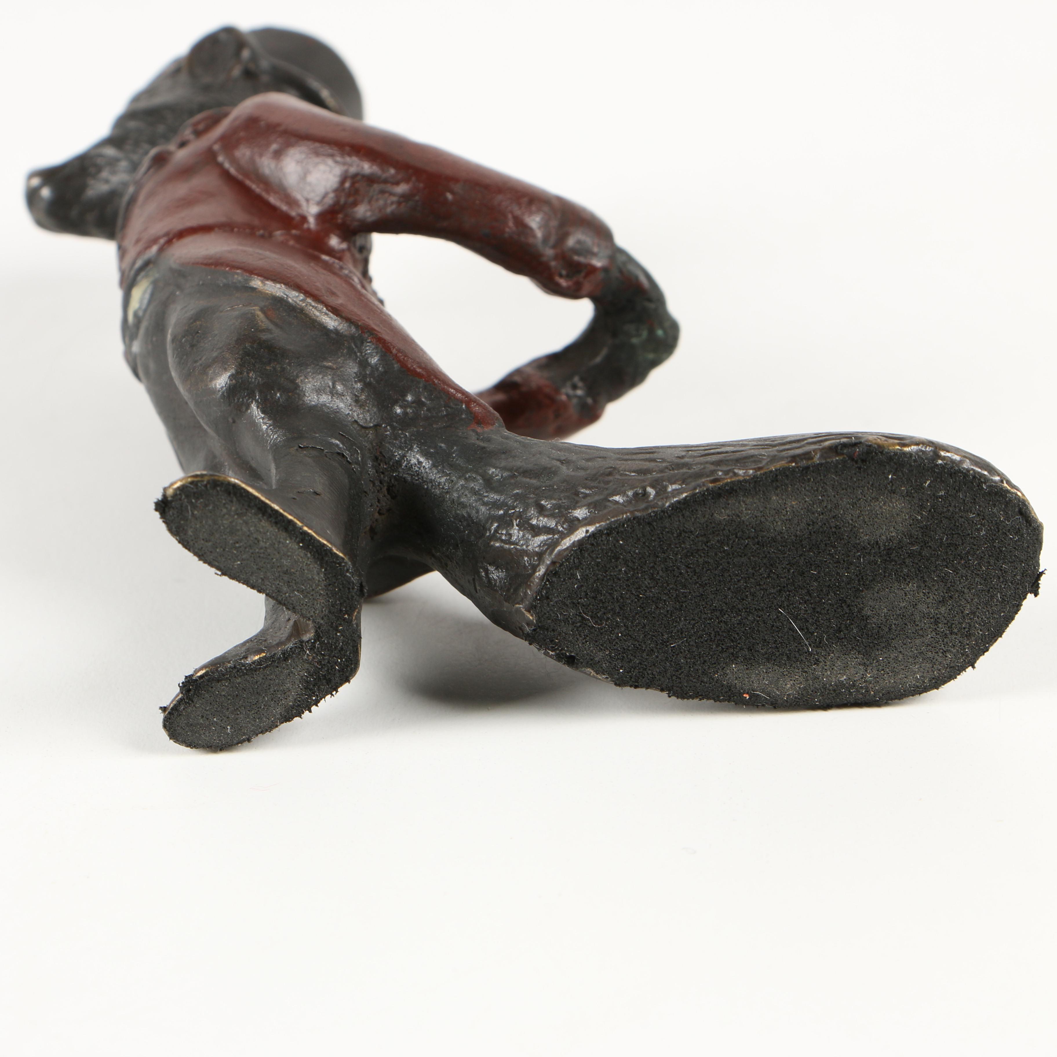 Bronze Cold Painted Hunting Fox Pen Holder, Late 19th to Early 20th Century