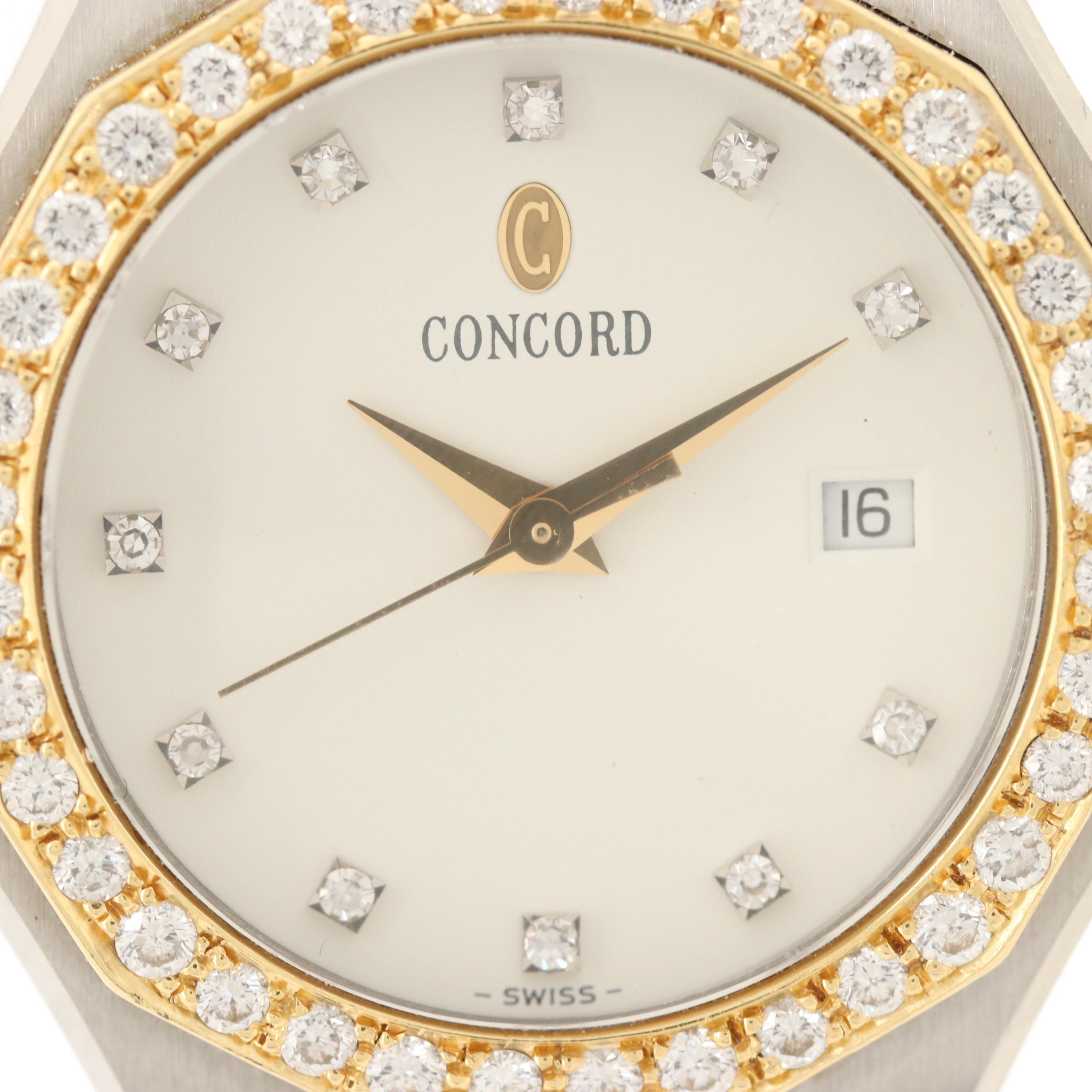 Concord Mariner SG-500 18K Gold and Stainless Steel Watch With Diamonds