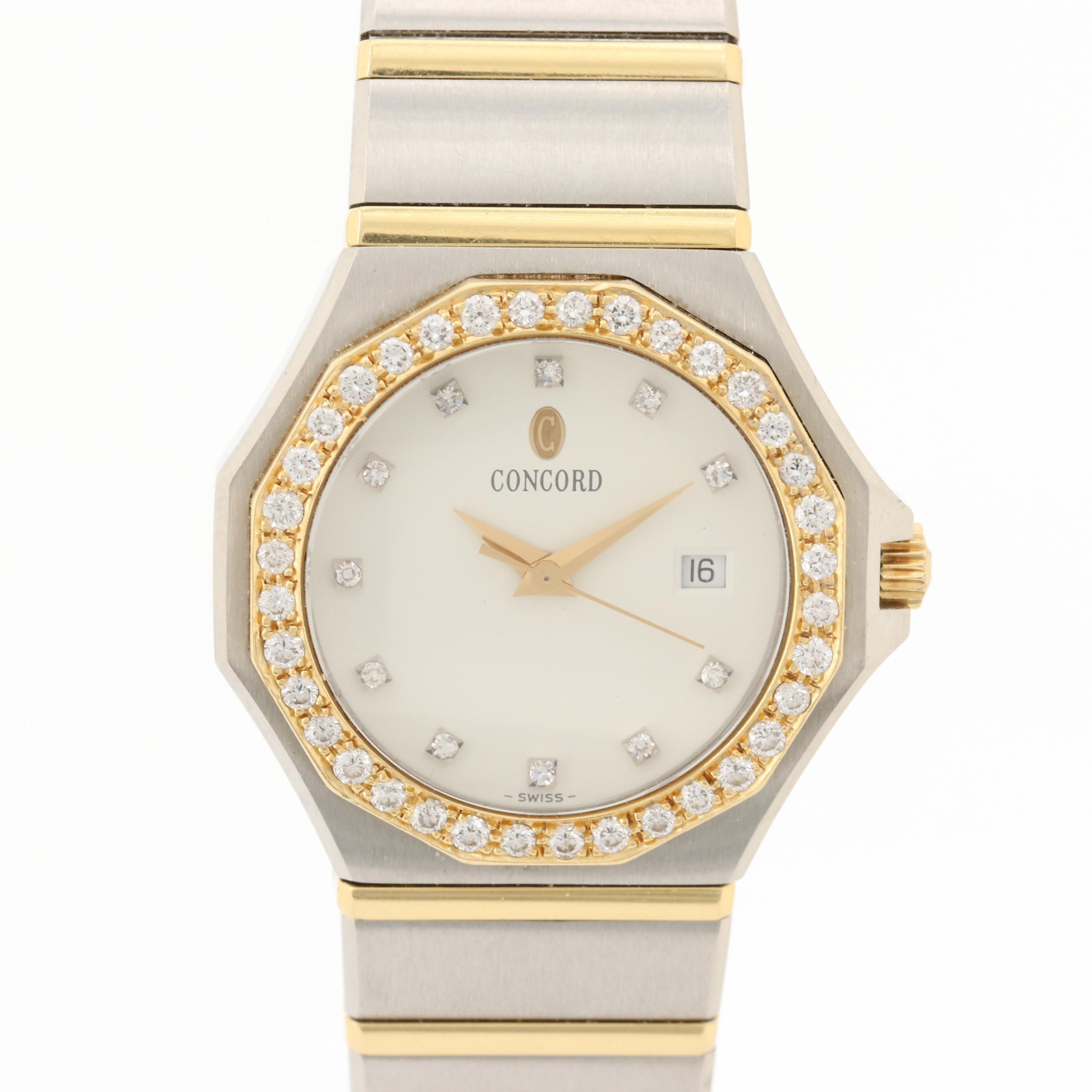 Concord Mariner SG-500 18K Gold and Stainless Steel Watch With Diamonds