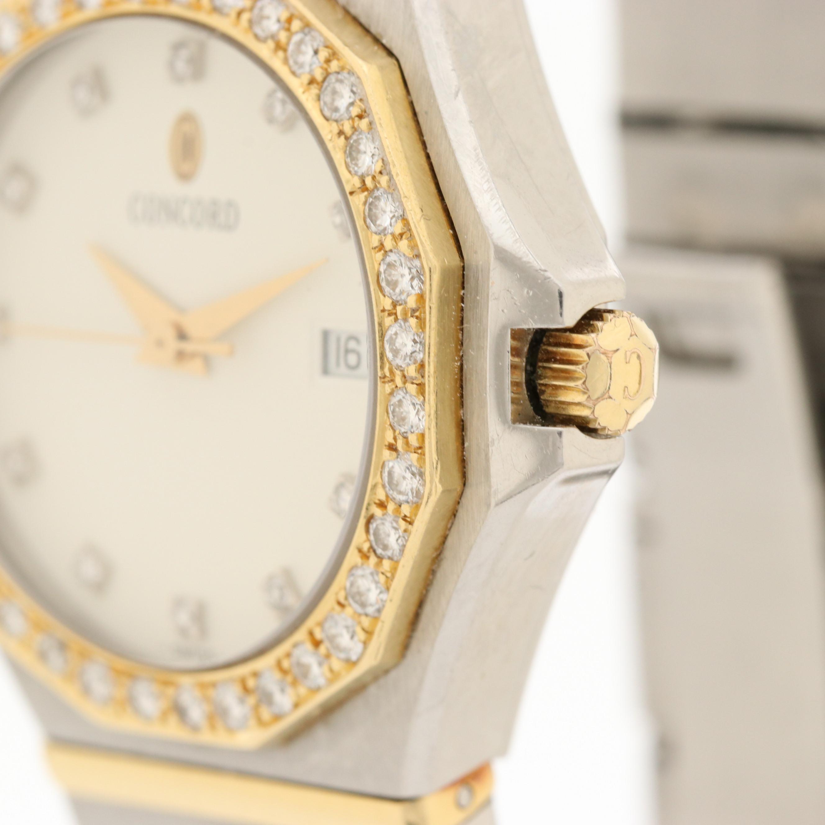 Concord Mariner SG-500 18K Gold and Stainless Steel Watch With Diamonds