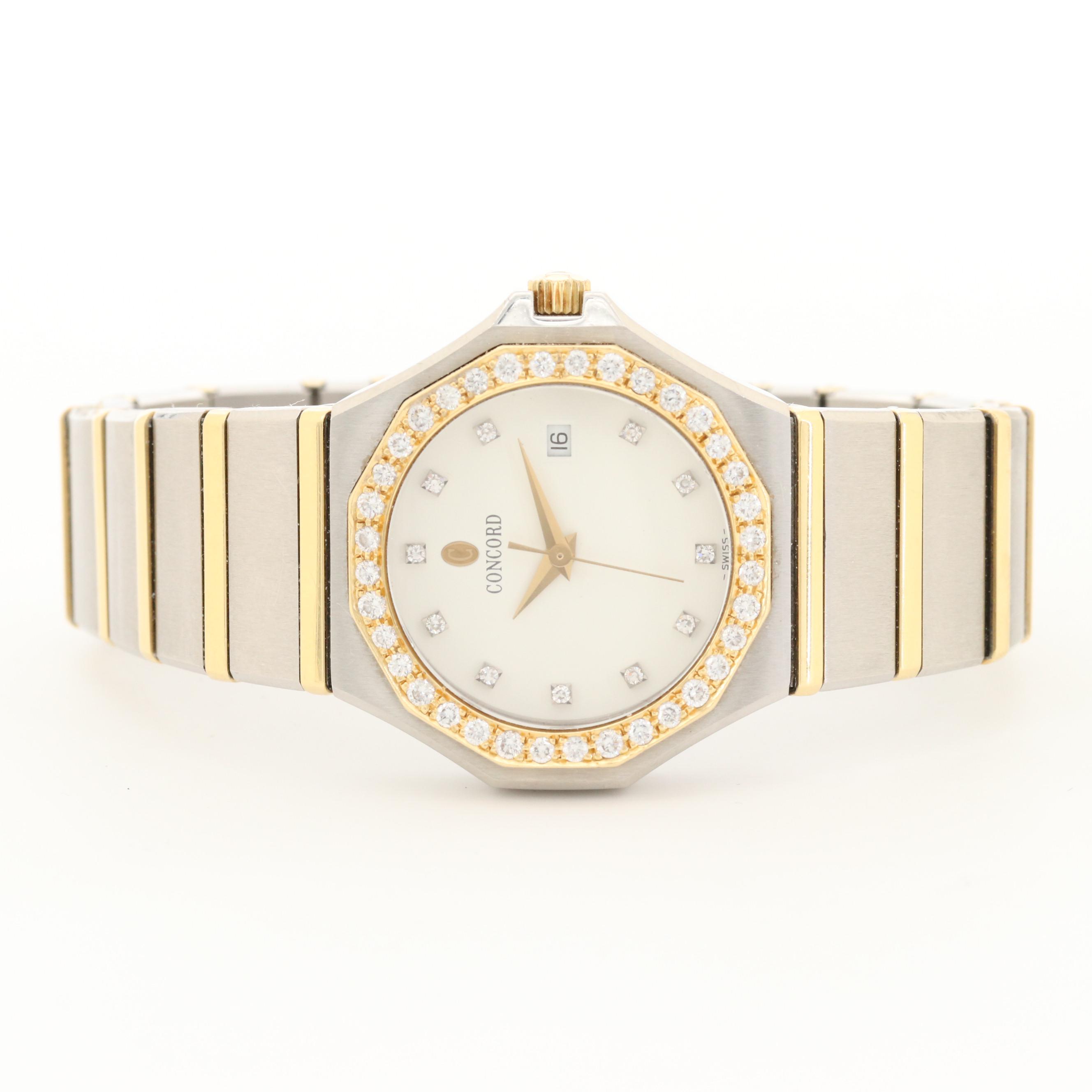 Concord Mariner SG-500 18K Gold and Stainless Steel Watch With Diamonds