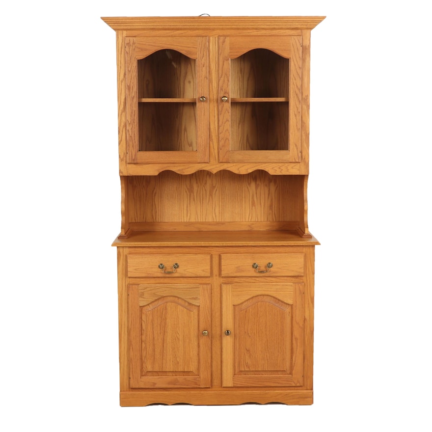 Two Piece Wooden Hutch, Late 20th Century