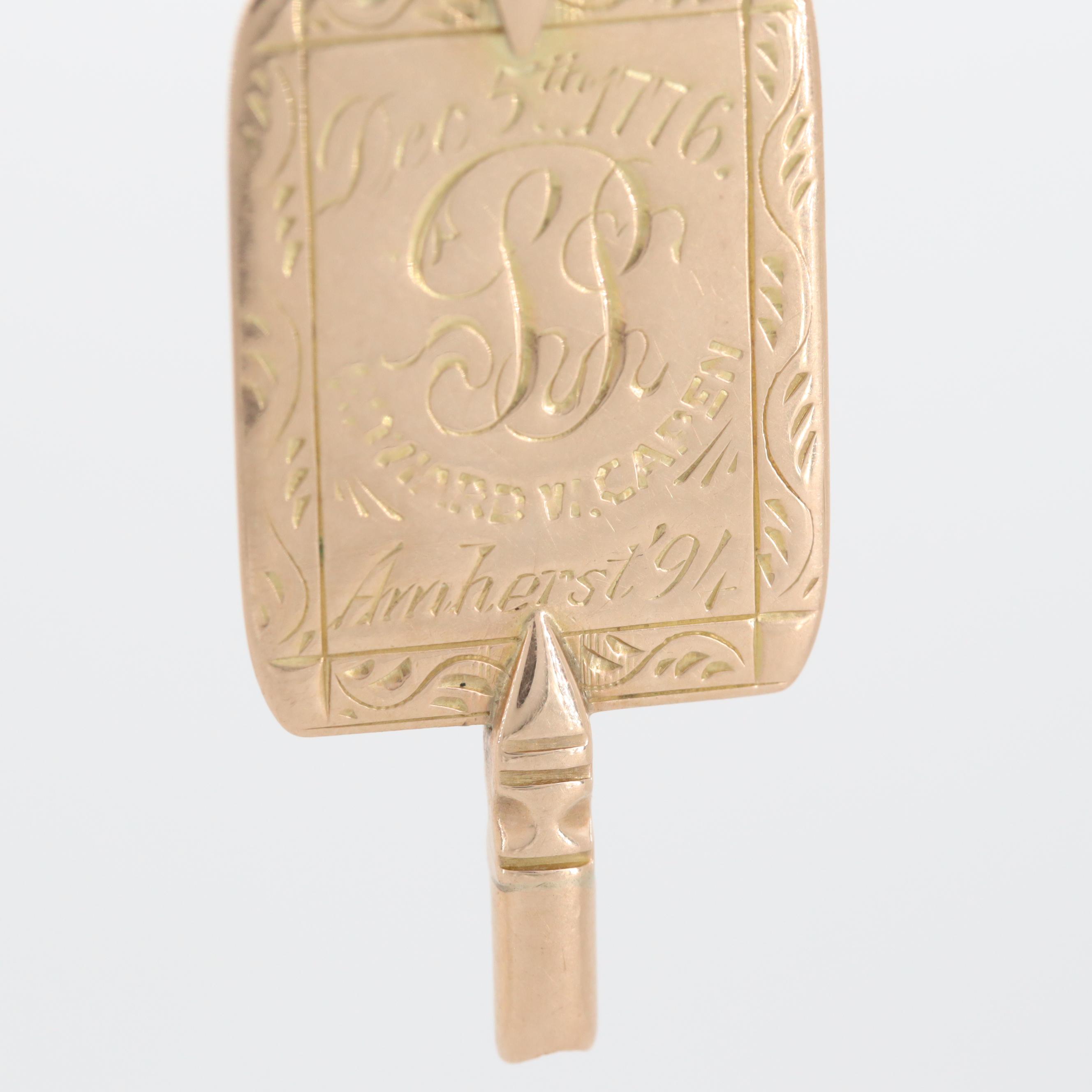 14K Yellow Gold Phi Beta Kappa Society Key Pendant