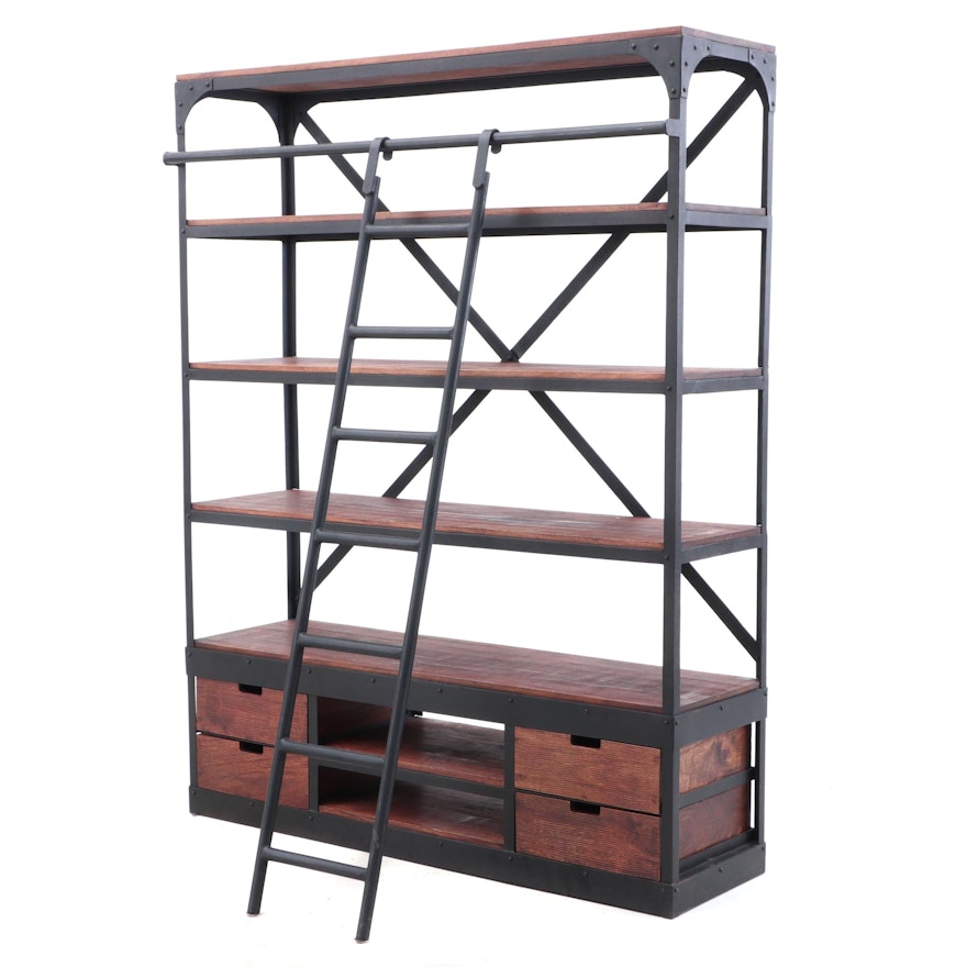 Contemporary Bookcase with Ladder