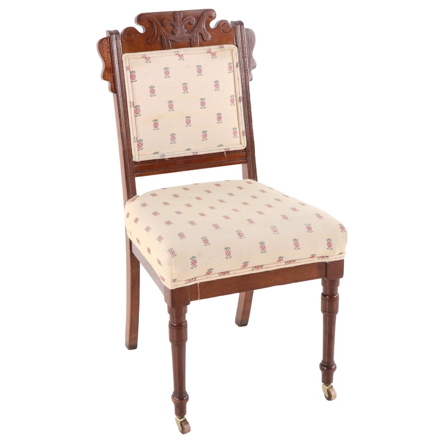 Victorian, Eastlake Style Walnut Side Chair, Late 19th Century