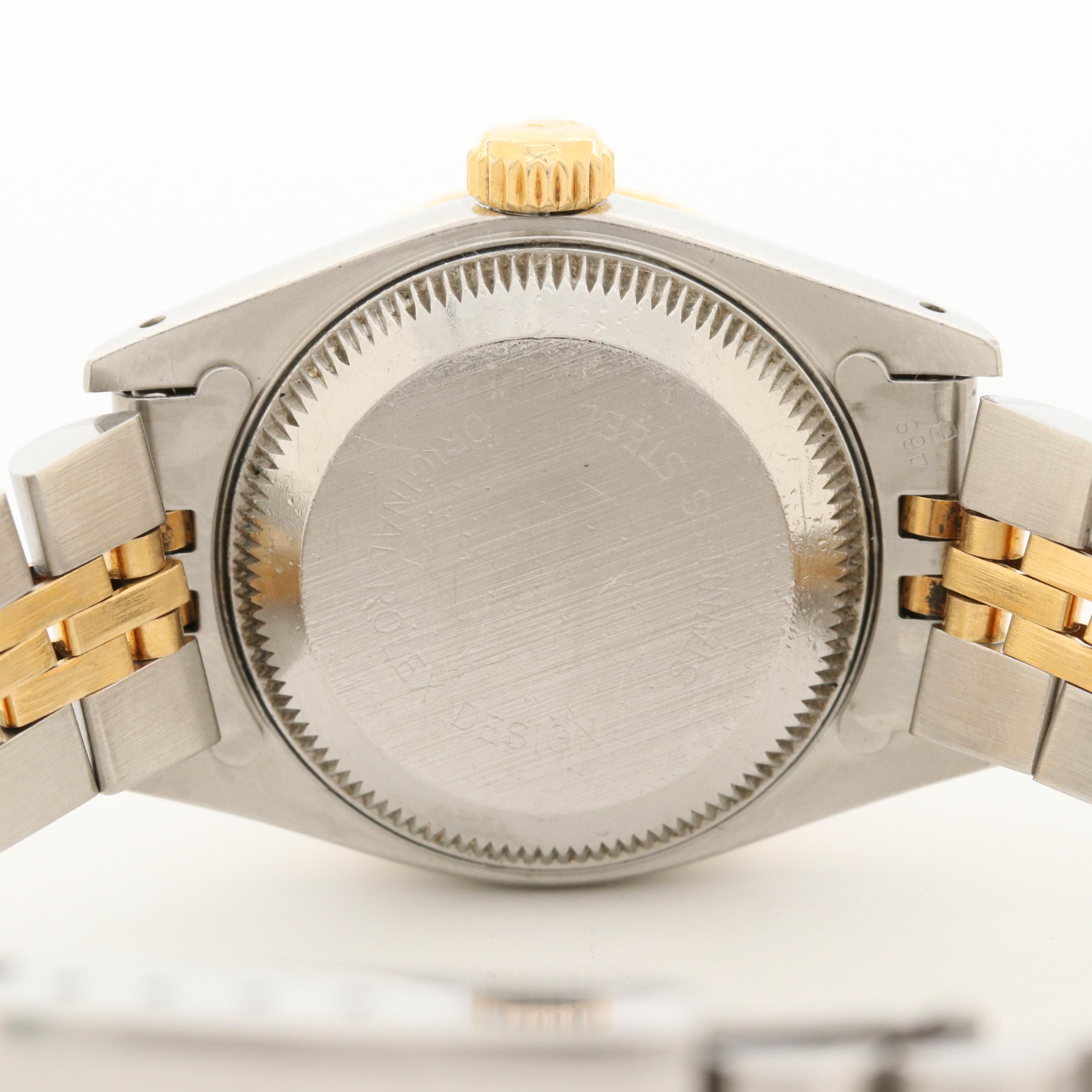 Vintage Rolex Datejust 18K Gold and Stainless Steel Watch With Diamonds