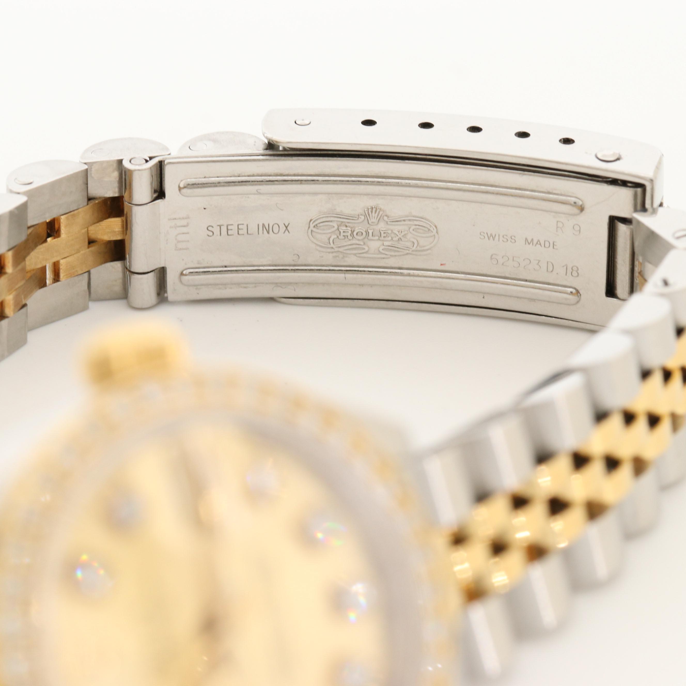 Vintage Rolex Datejust 18K Gold and Stainless Steel Watch With Diamonds
