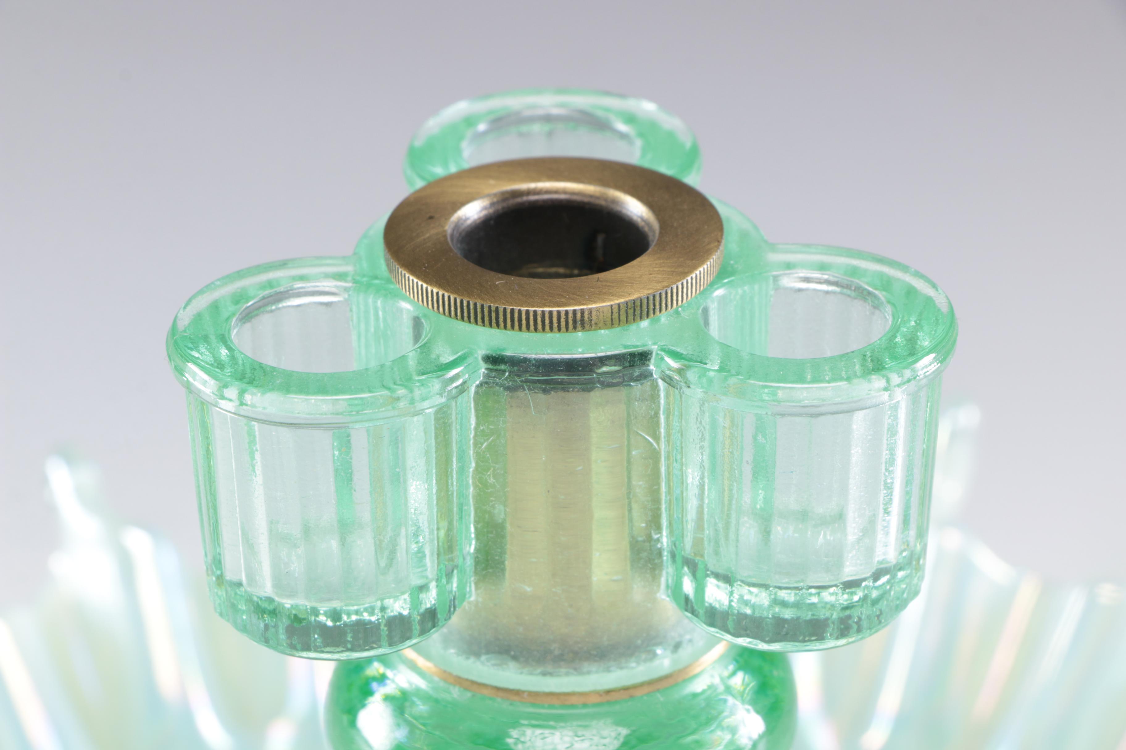 Frank M. Fenton Iridescent Ruffled Art Glass Epergne, Mid-Century