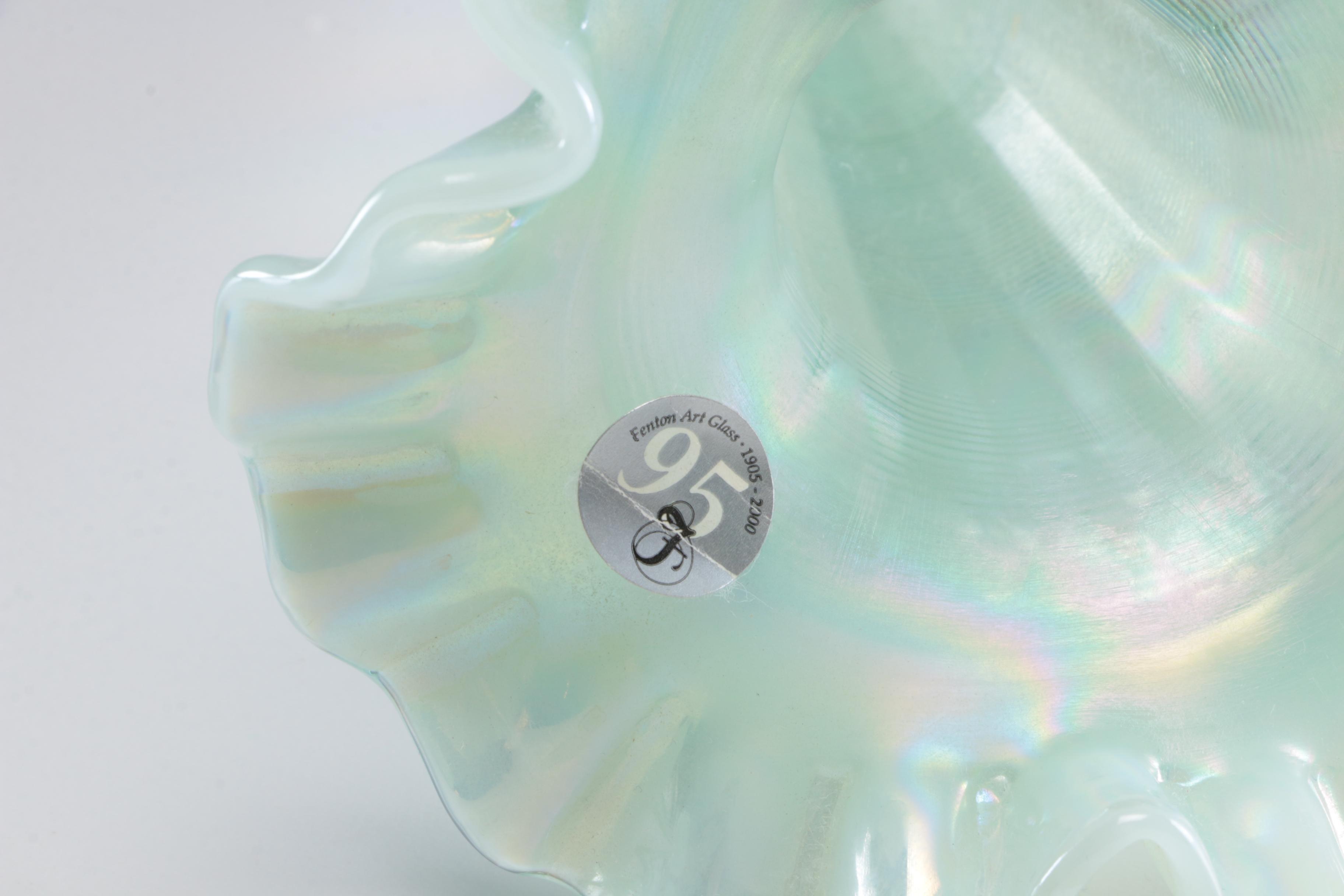 Frank M. Fenton Iridescent Ruffled Art Glass Epergne, Mid-Century