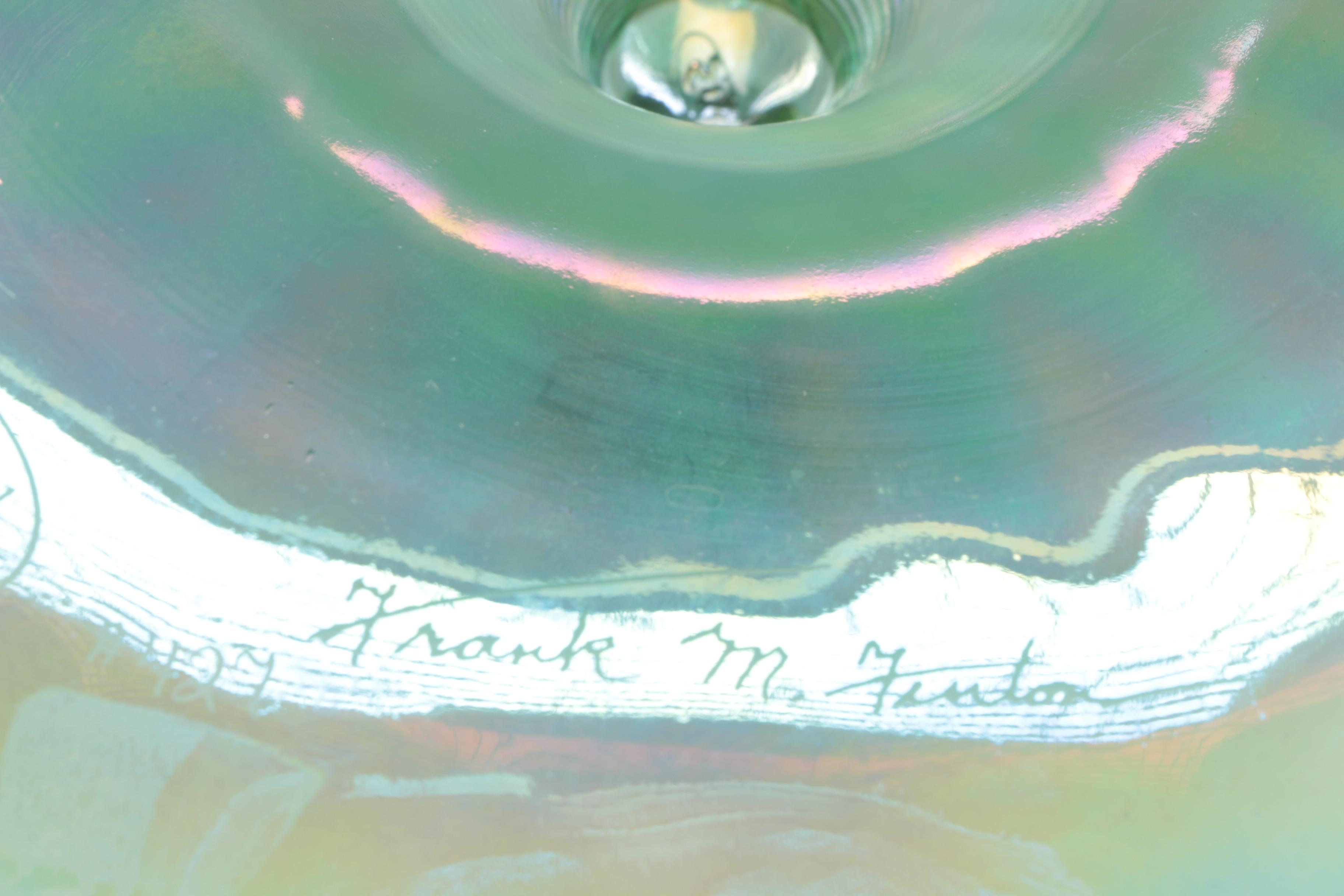 Frank M. Fenton Iridescent Ruffled Art Glass Epergne, Mid-Century