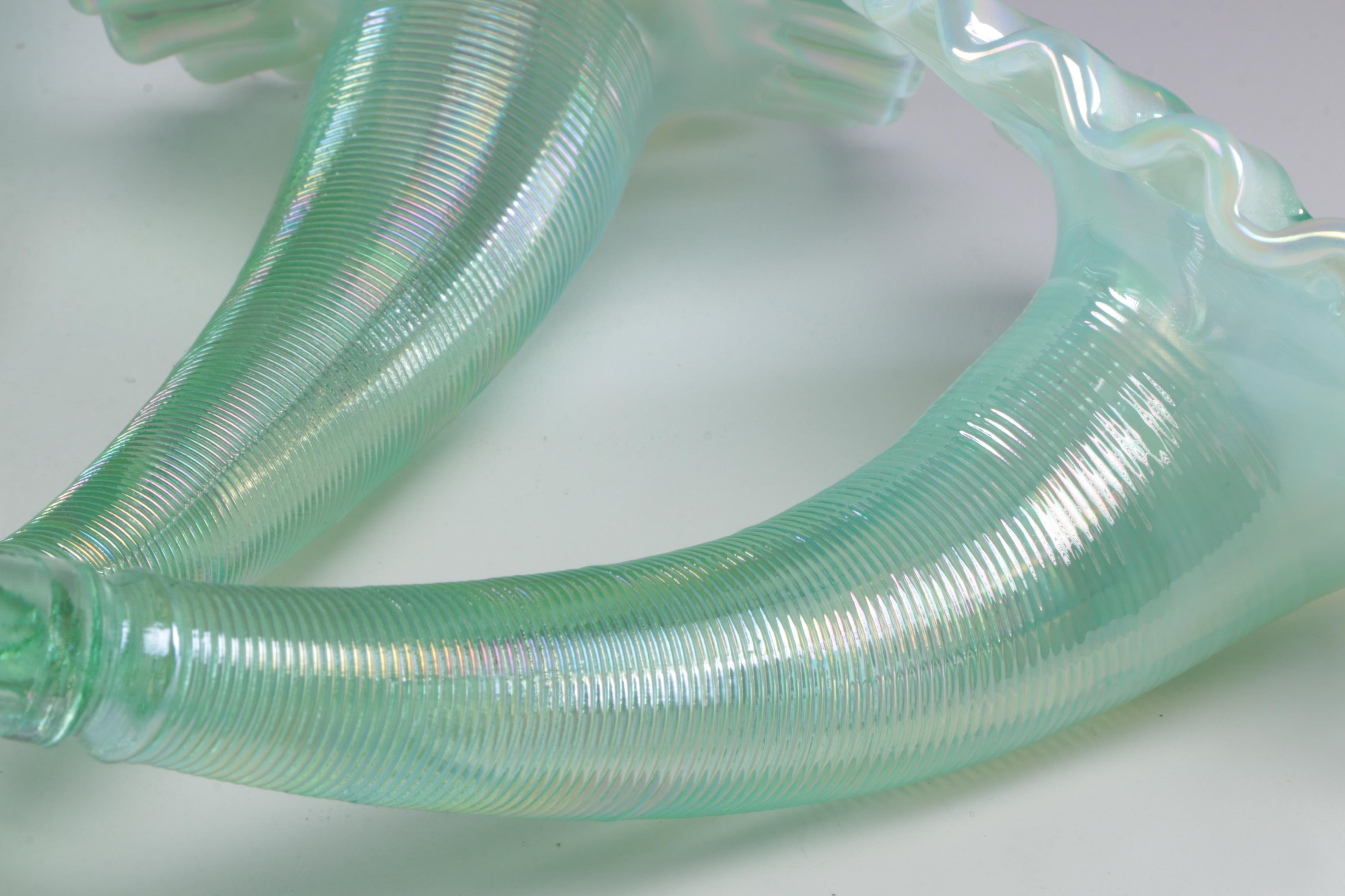 Frank M. Fenton Iridescent Ruffled Art Glass Epergne, Mid-Century