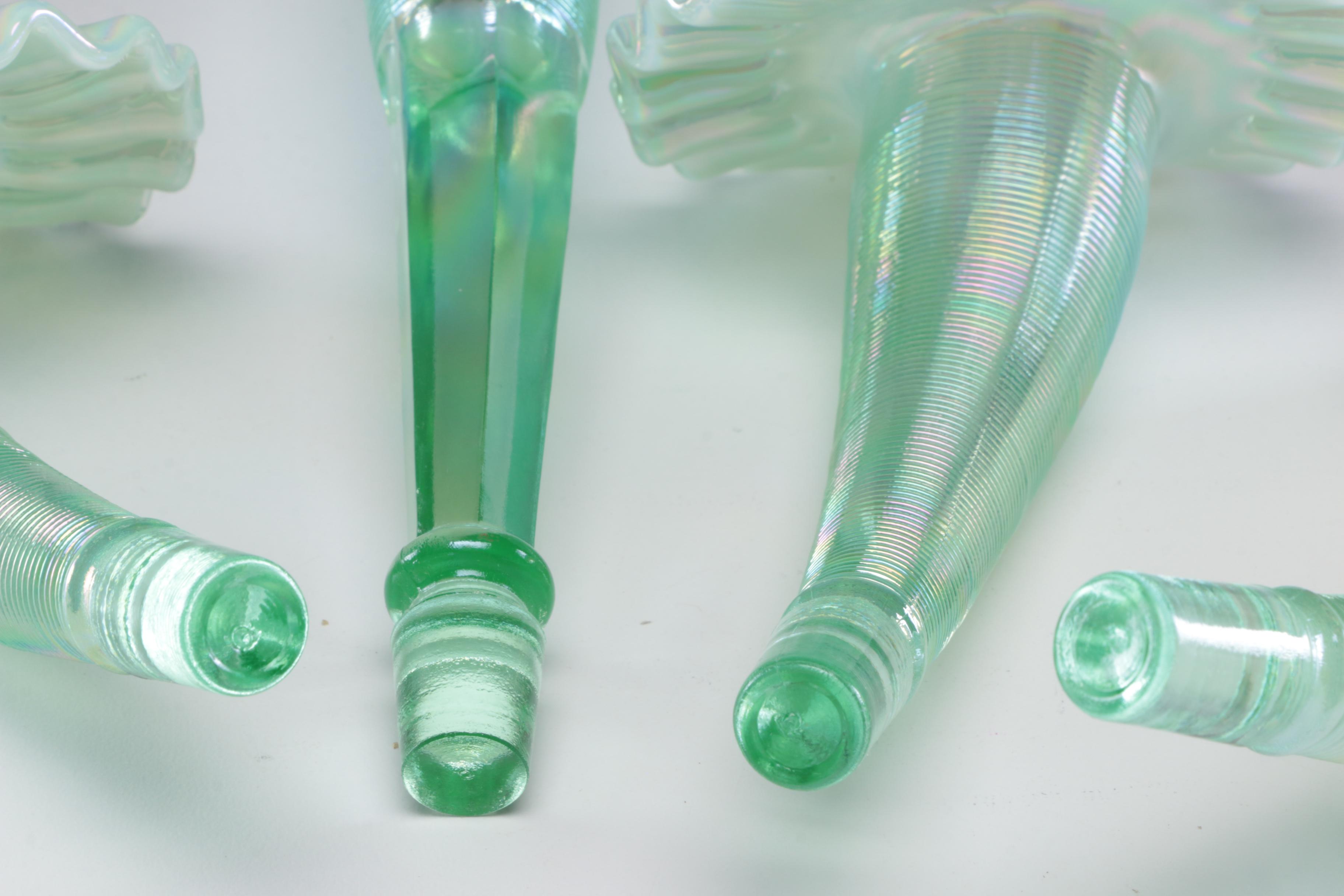 Frank M. Fenton Iridescent Ruffled Art Glass Epergne, Mid-Century