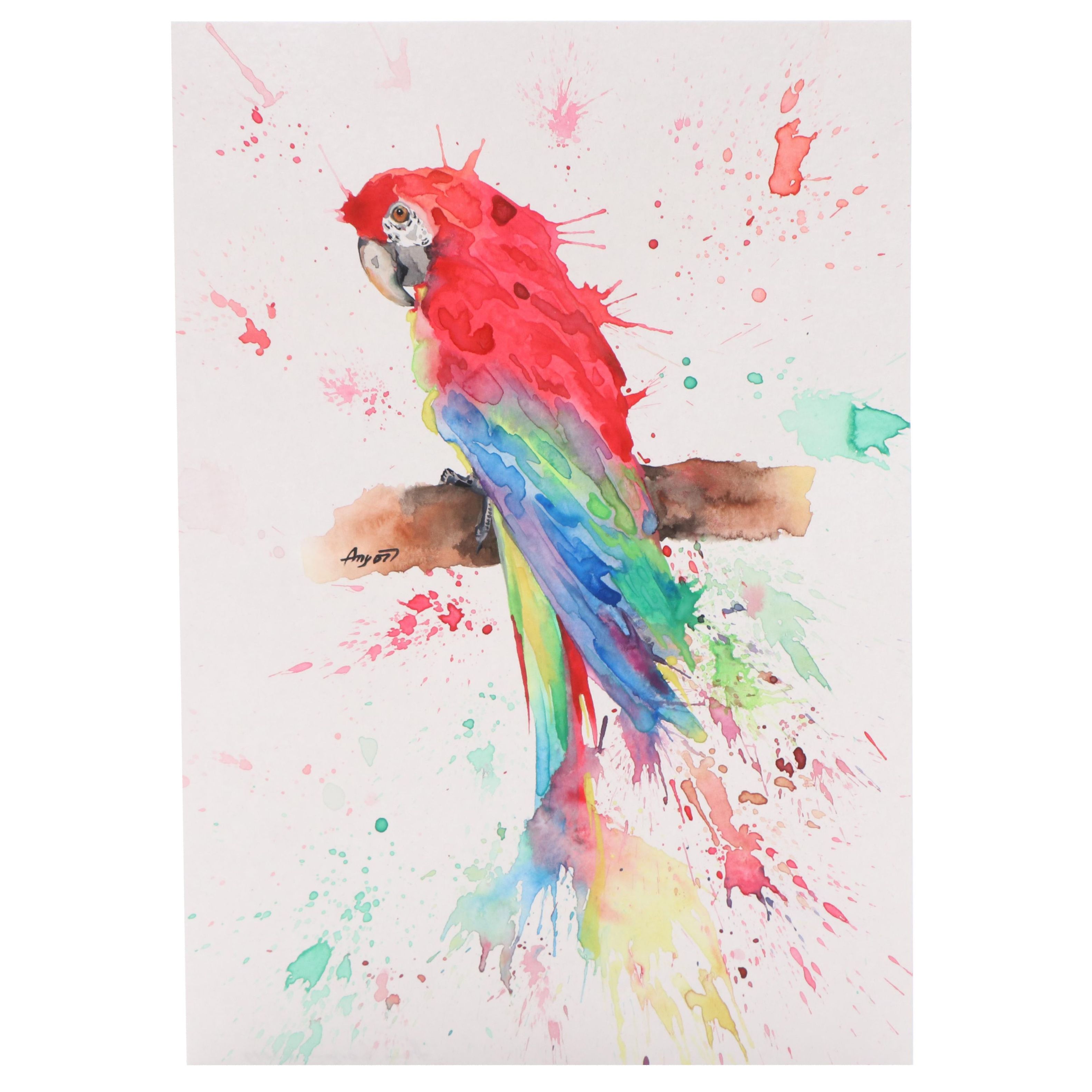 Angor Watercolor Painting of Parrot
