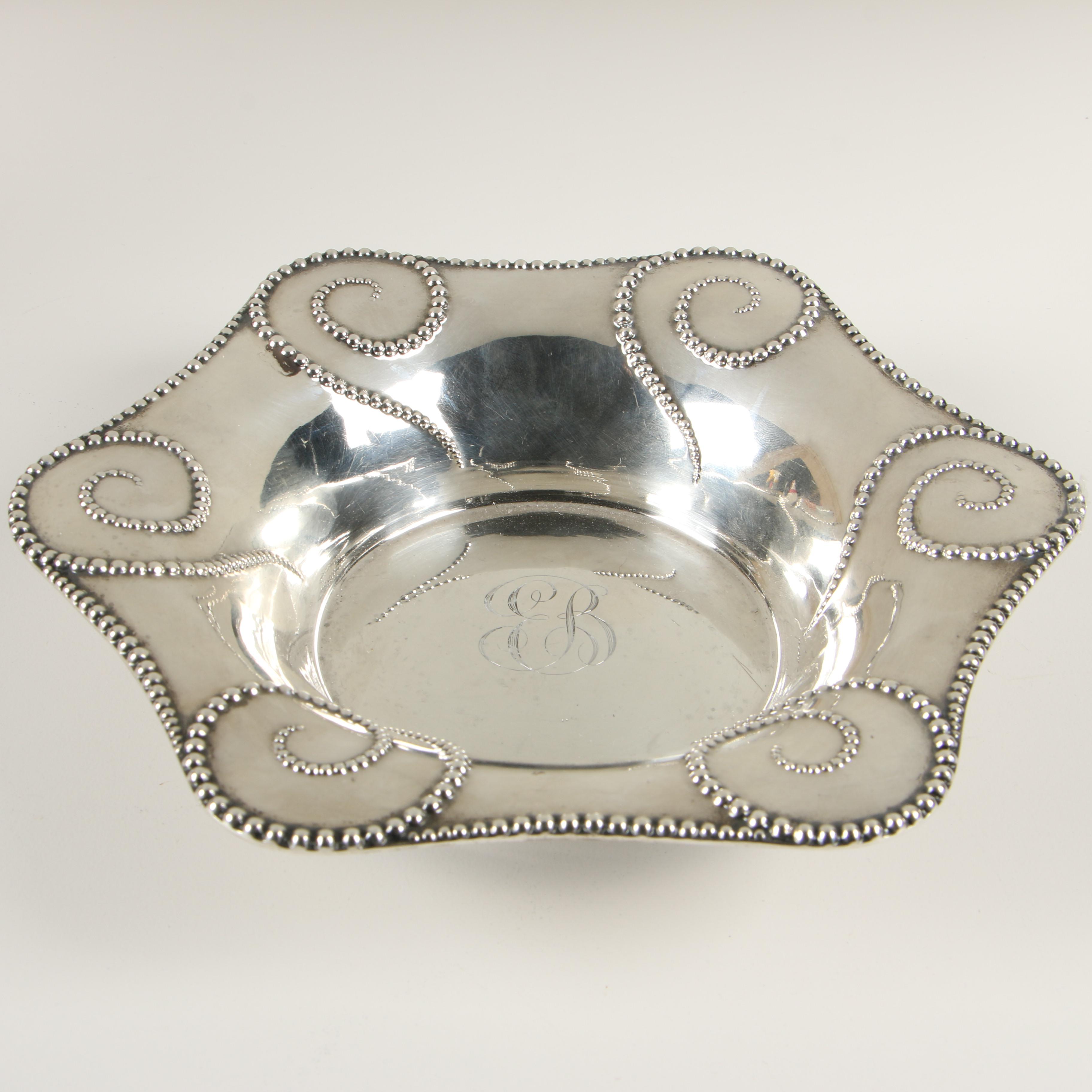Bailey Banks & Biddle Sterling Silver Beaded Serving Dish