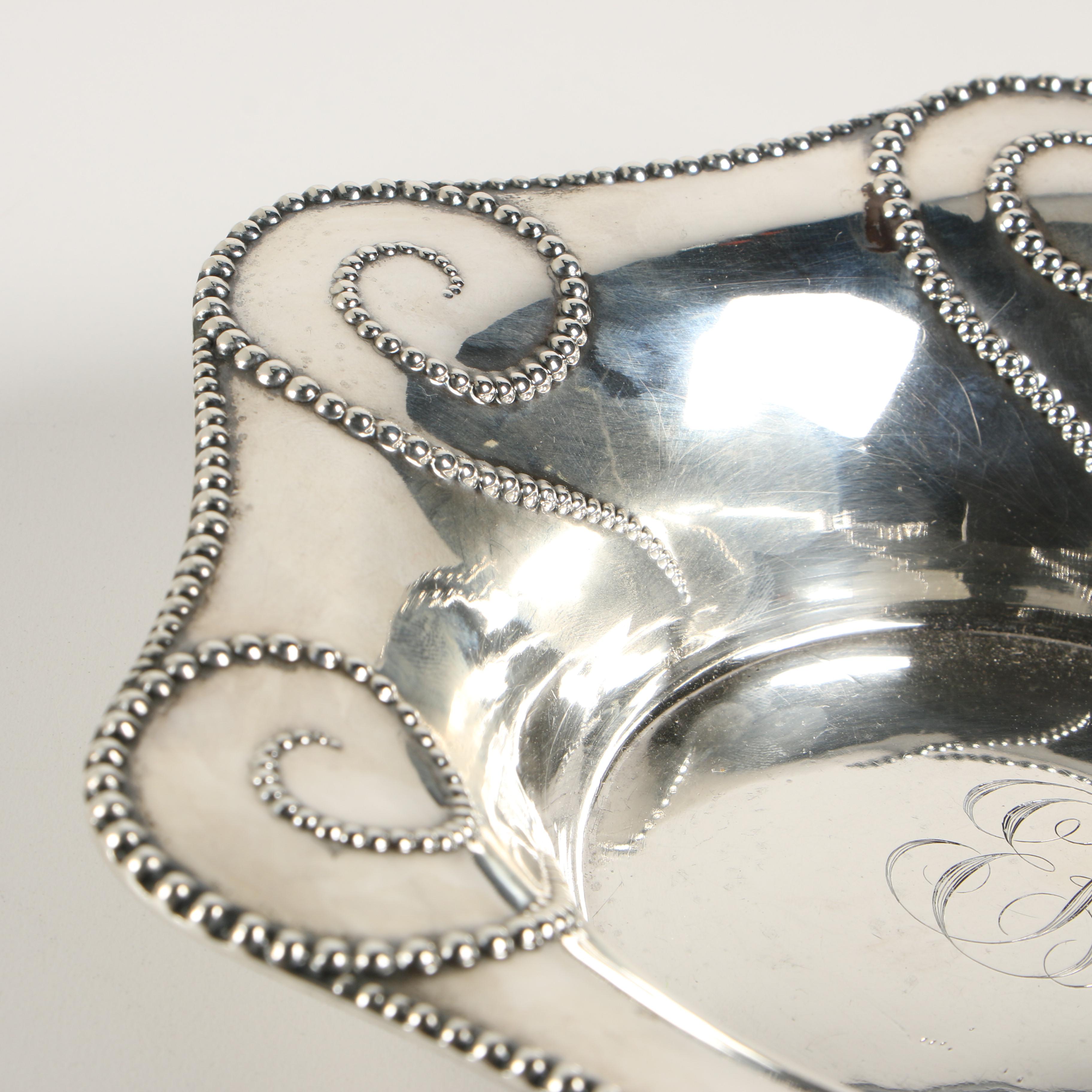 Bailey Banks & Biddle Sterling Silver Beaded Serving Dish