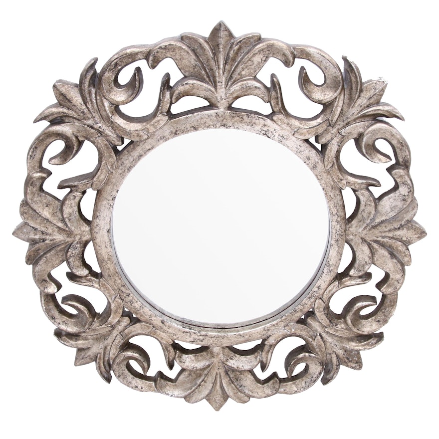 Contemporary Resin Wall Mirror with Antiqued Finish