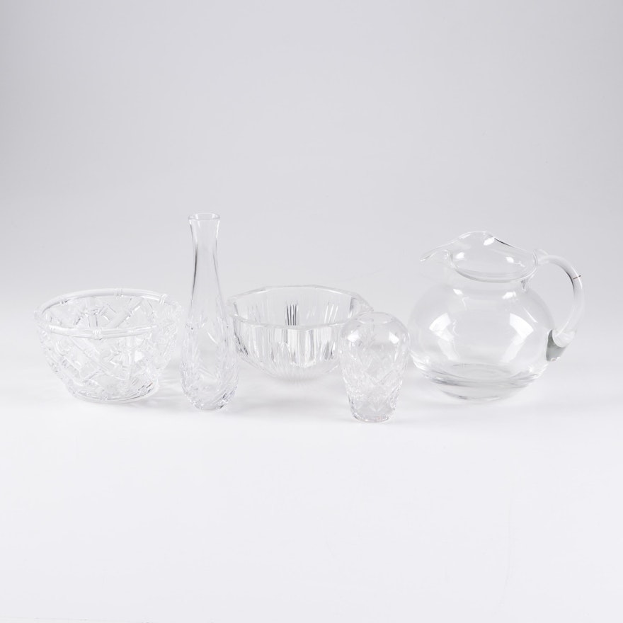 Tiffany & Co. Crystal Glass Vases, Bowls, and Pitcher