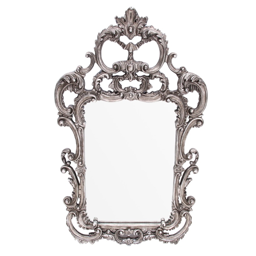 Baroque Style Wall Mirror with Scrolled Pediment