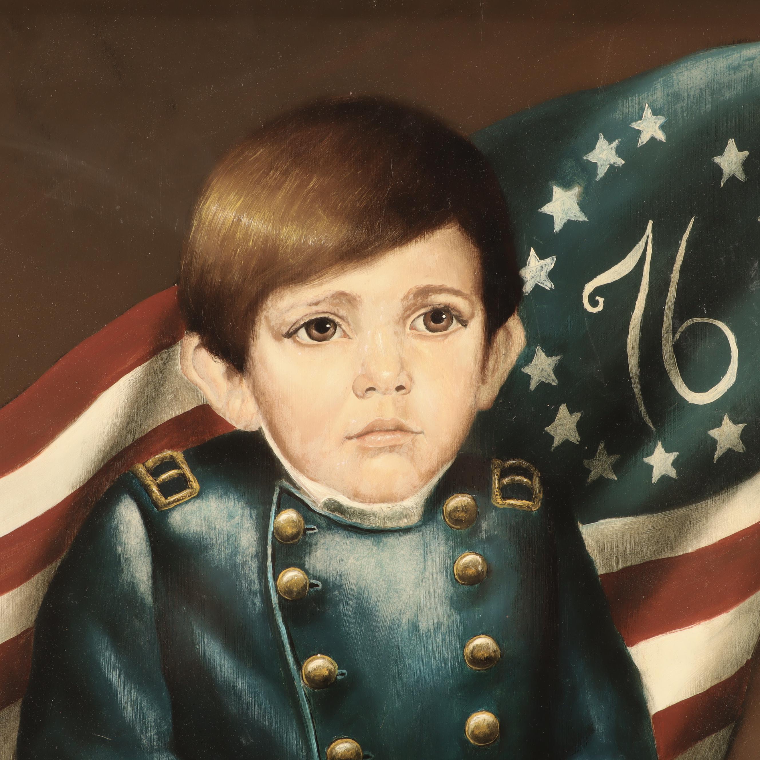 Thad Miller Patriotic Oil Painting of Boy in Military Uniform
