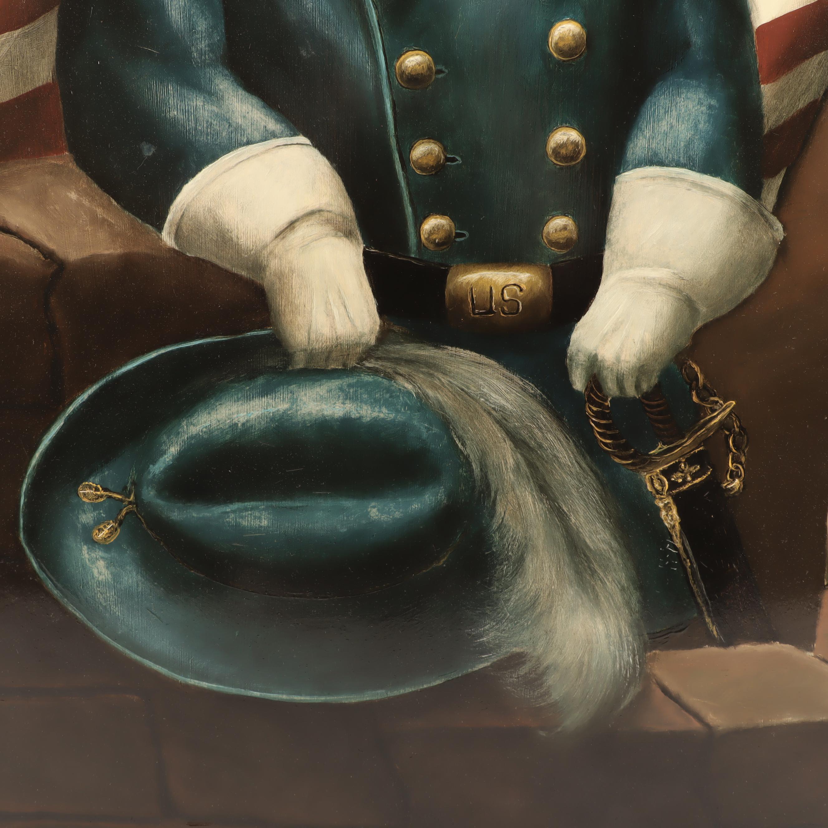 Thad Miller Patriotic Oil Painting of Boy in Military Uniform