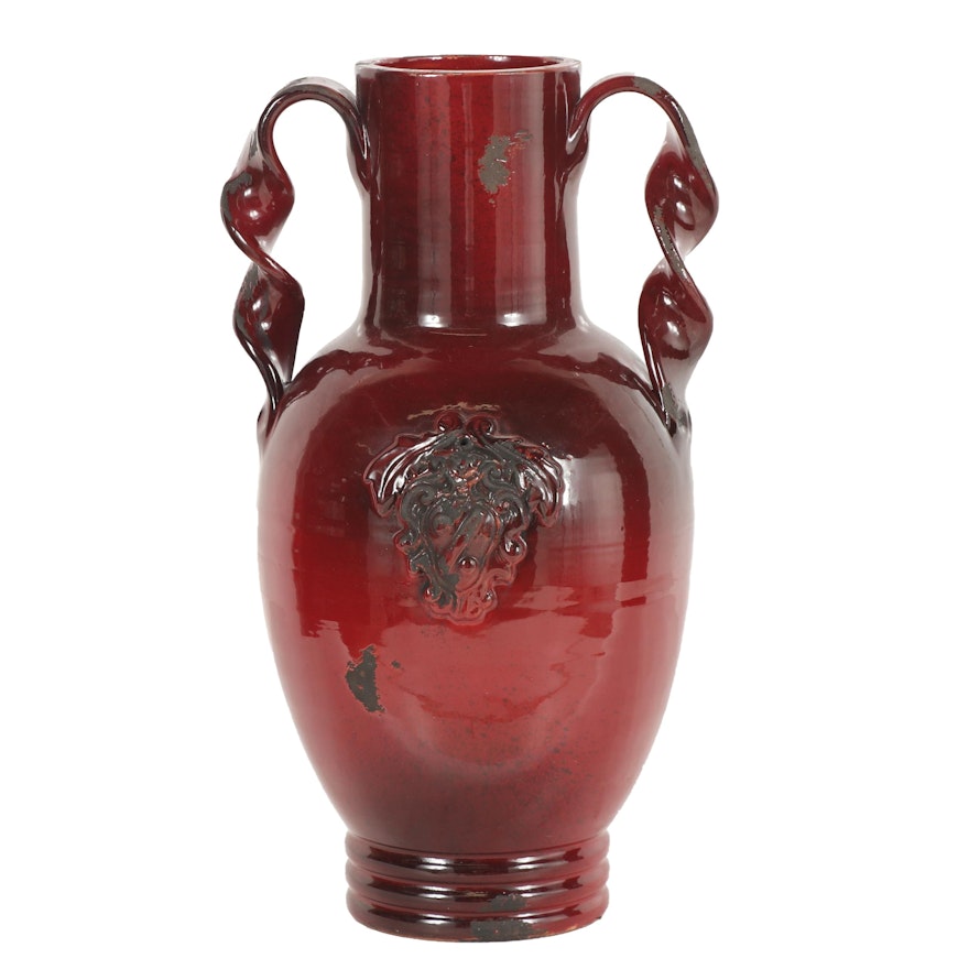 Wild Olive Company Red Glazed Earthenware Floor Vase