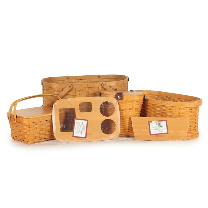 Longaberger Woven Baskets with Saddlebrook Purse Basket and Accessories