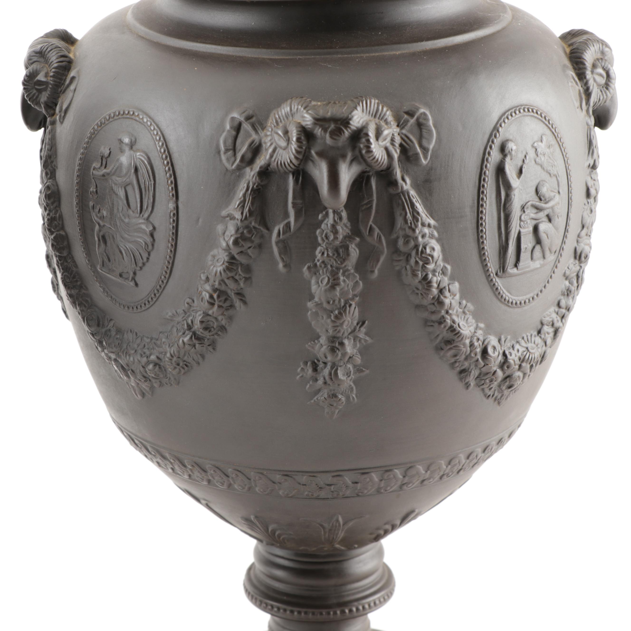 Mottahedeh Italian Black Basalt Earthenware Grecian Urns