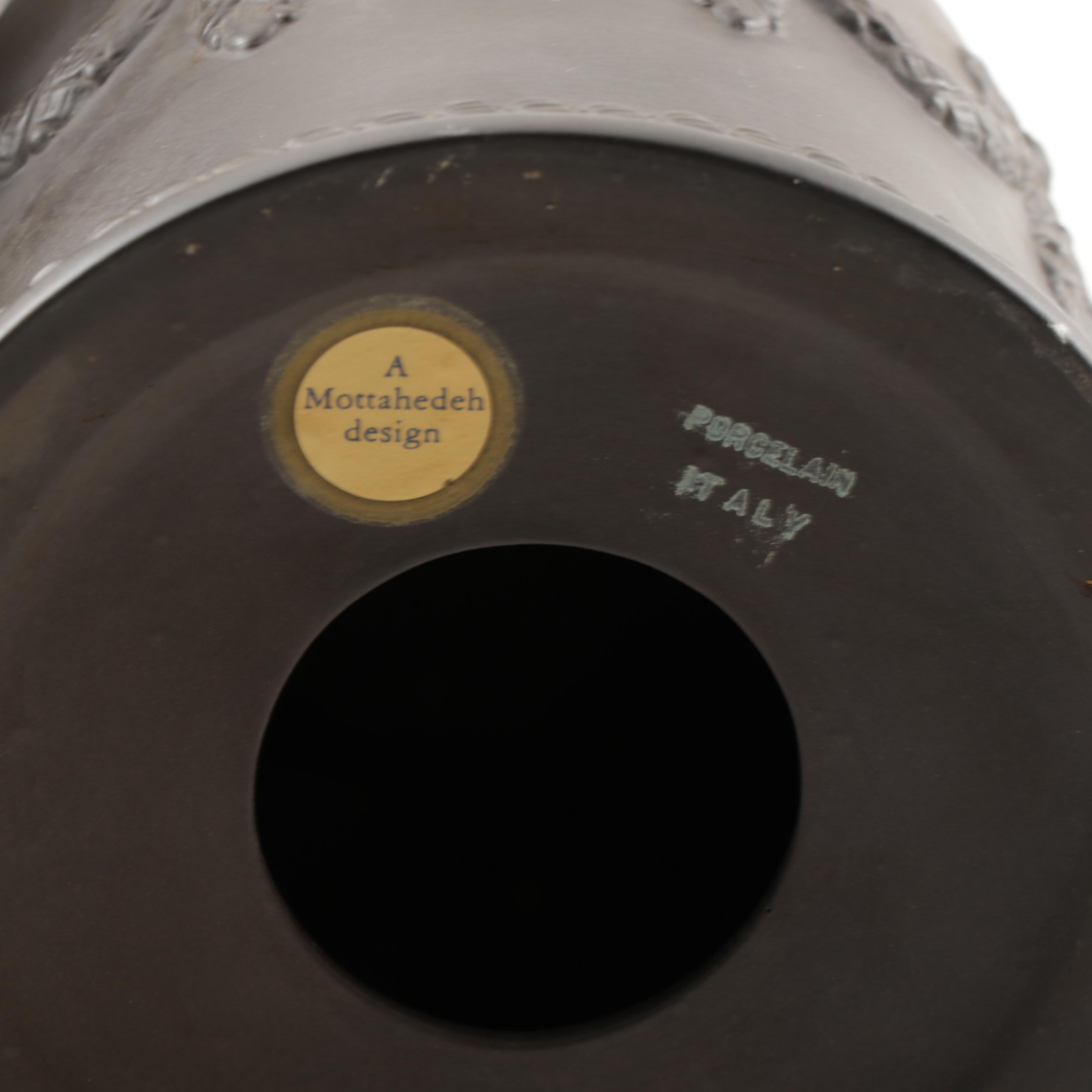 Mottahedeh Italian Black Basalt Earthenware Grecian Urns