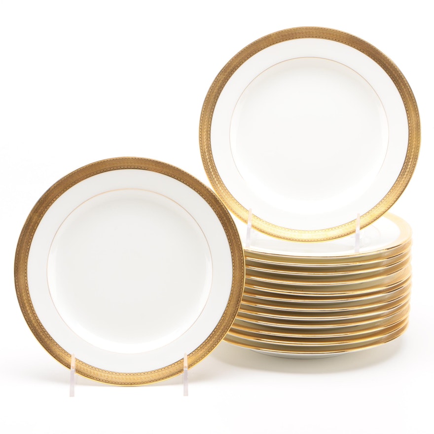 Minton Bone China Salad Plates with Gold Encrusted Band, Circa 1912–1950