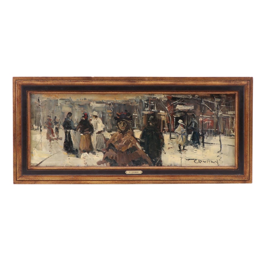 Cityscape Oil Painting Attributed to Couman