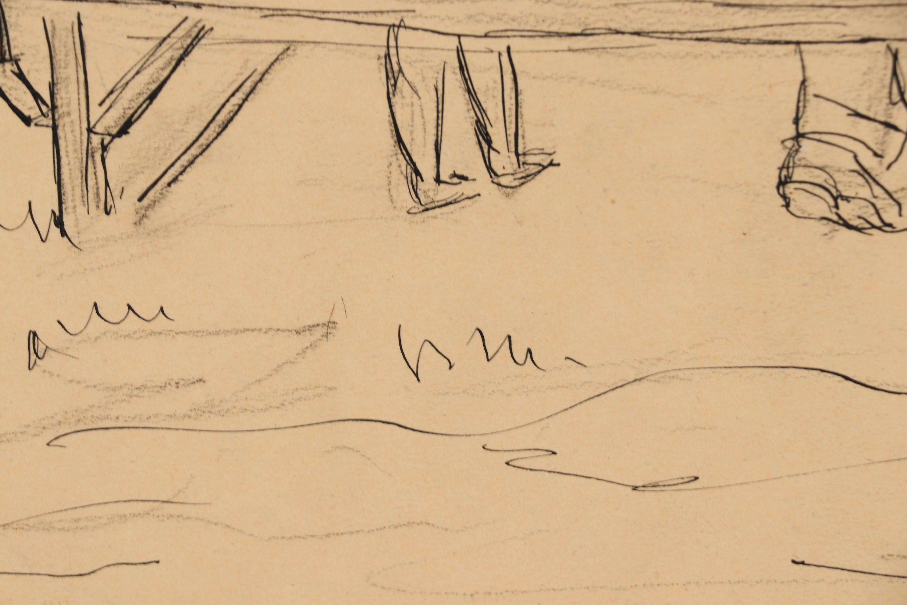 Milton Weiss Figural Mixed Media Drawing