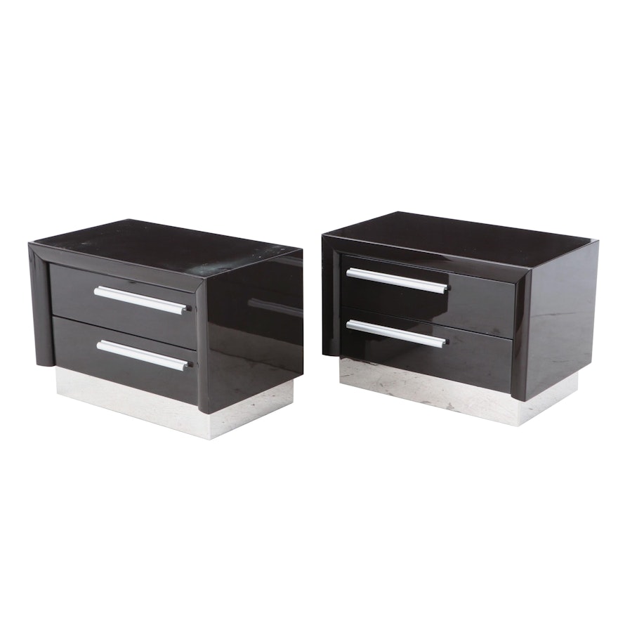 Pair of Contemporary Lacquered Ebonized Wood Chests of Drawers
