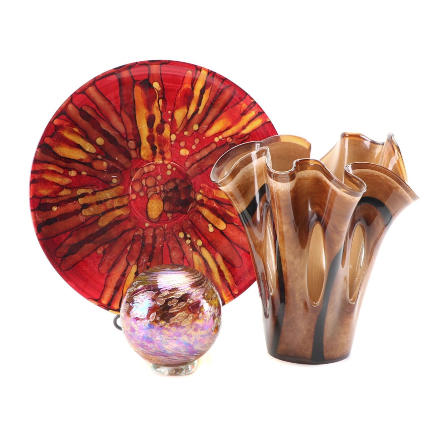 Hand Blown Art Glass Vase and Other Decor