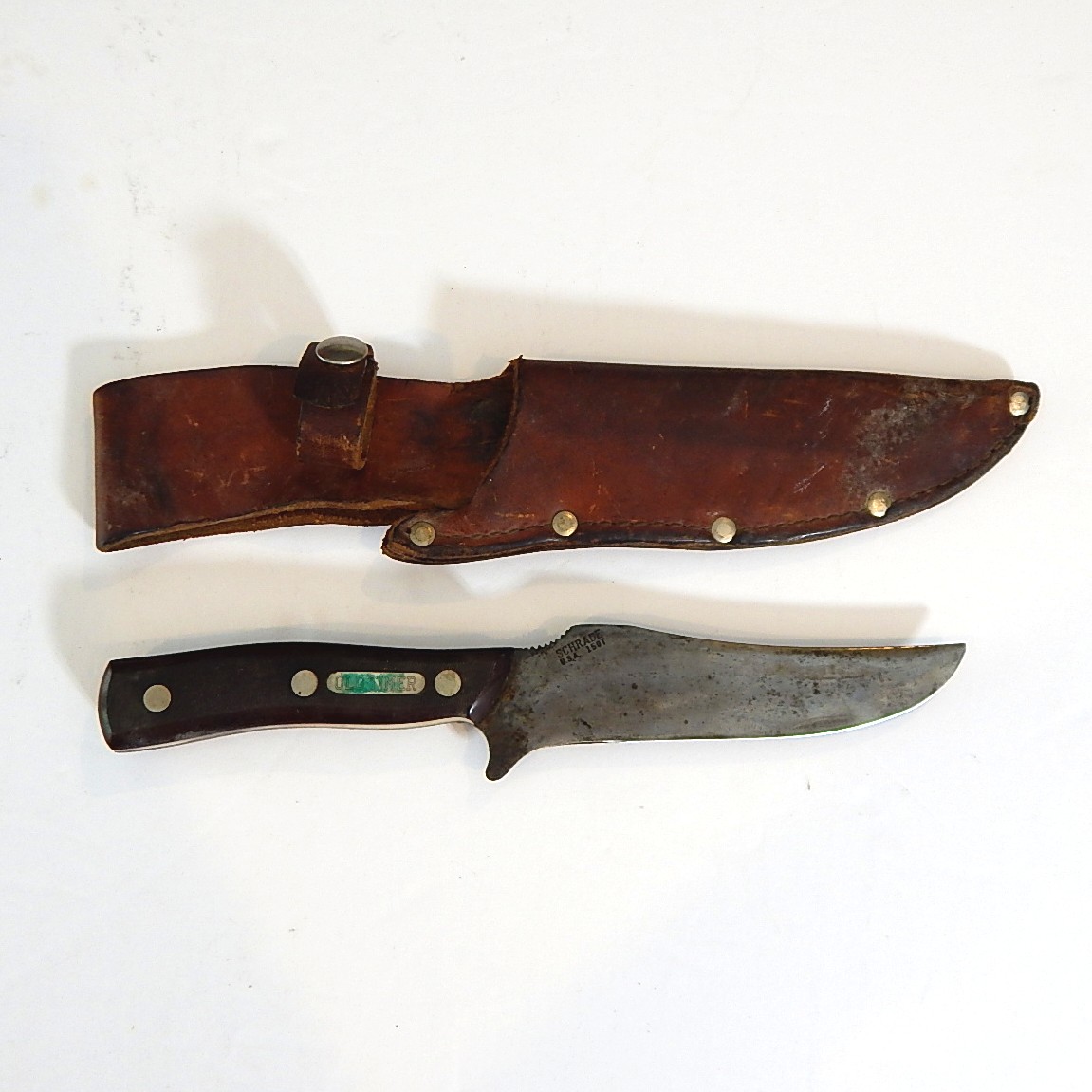 Schrade Old Timer 150T Deerslayer Fixed Blade Knife and Leather Sheath