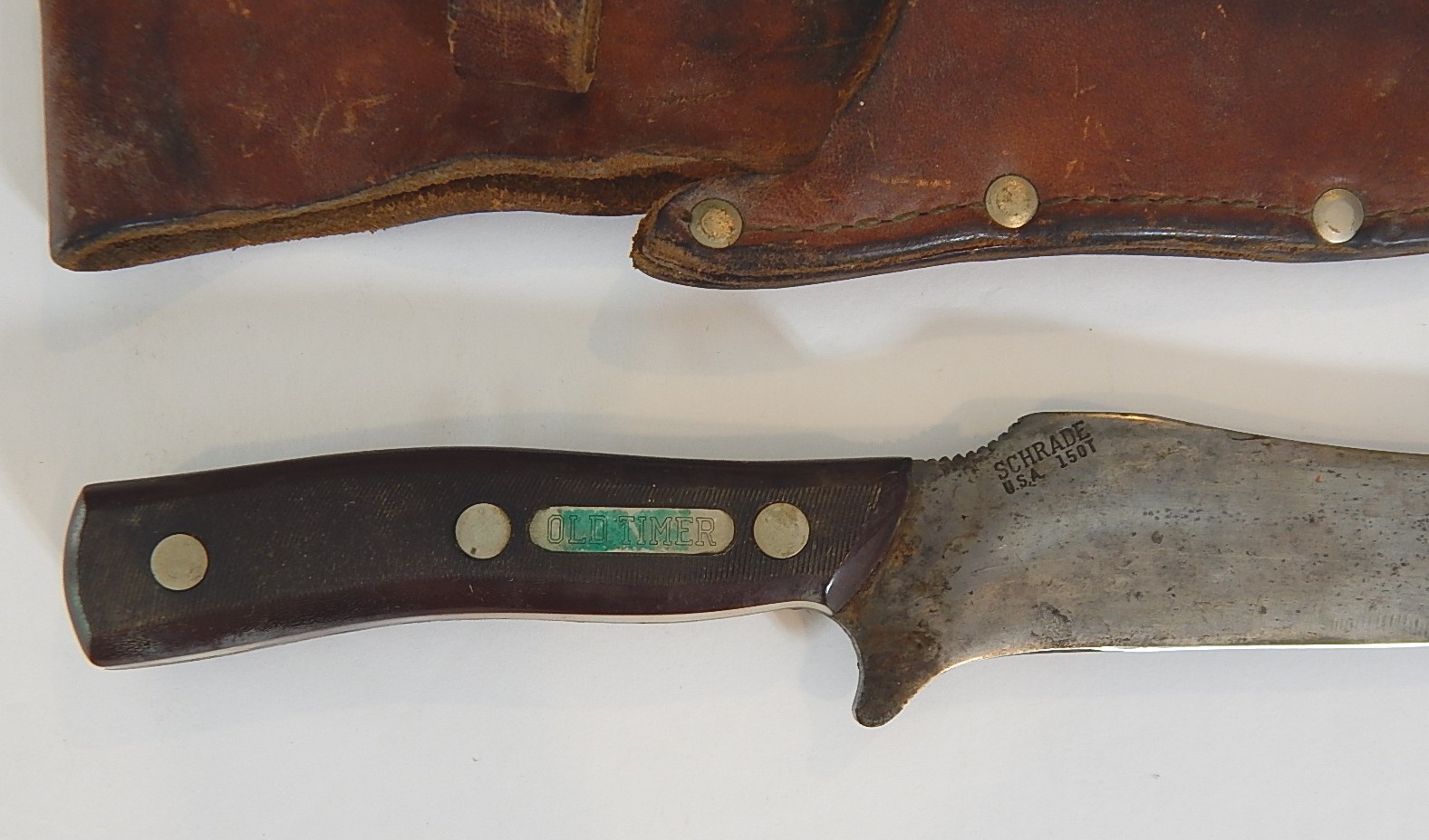 Schrade Old Timer 150T Deerslayer Fixed Blade Knife and Leather Sheath