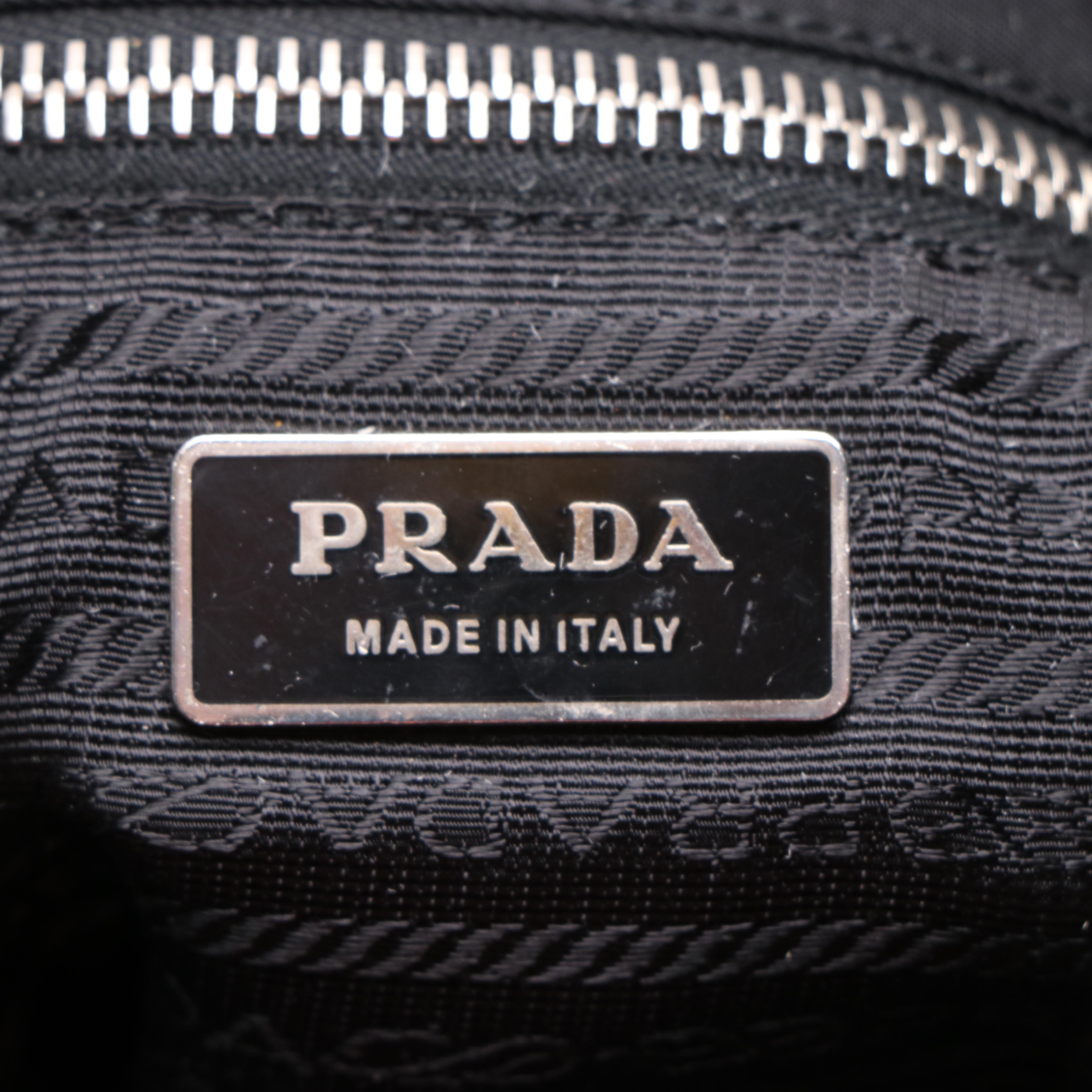 Prada Black Nylon Shoulder Bag and Black Saffiano Leather Wallet