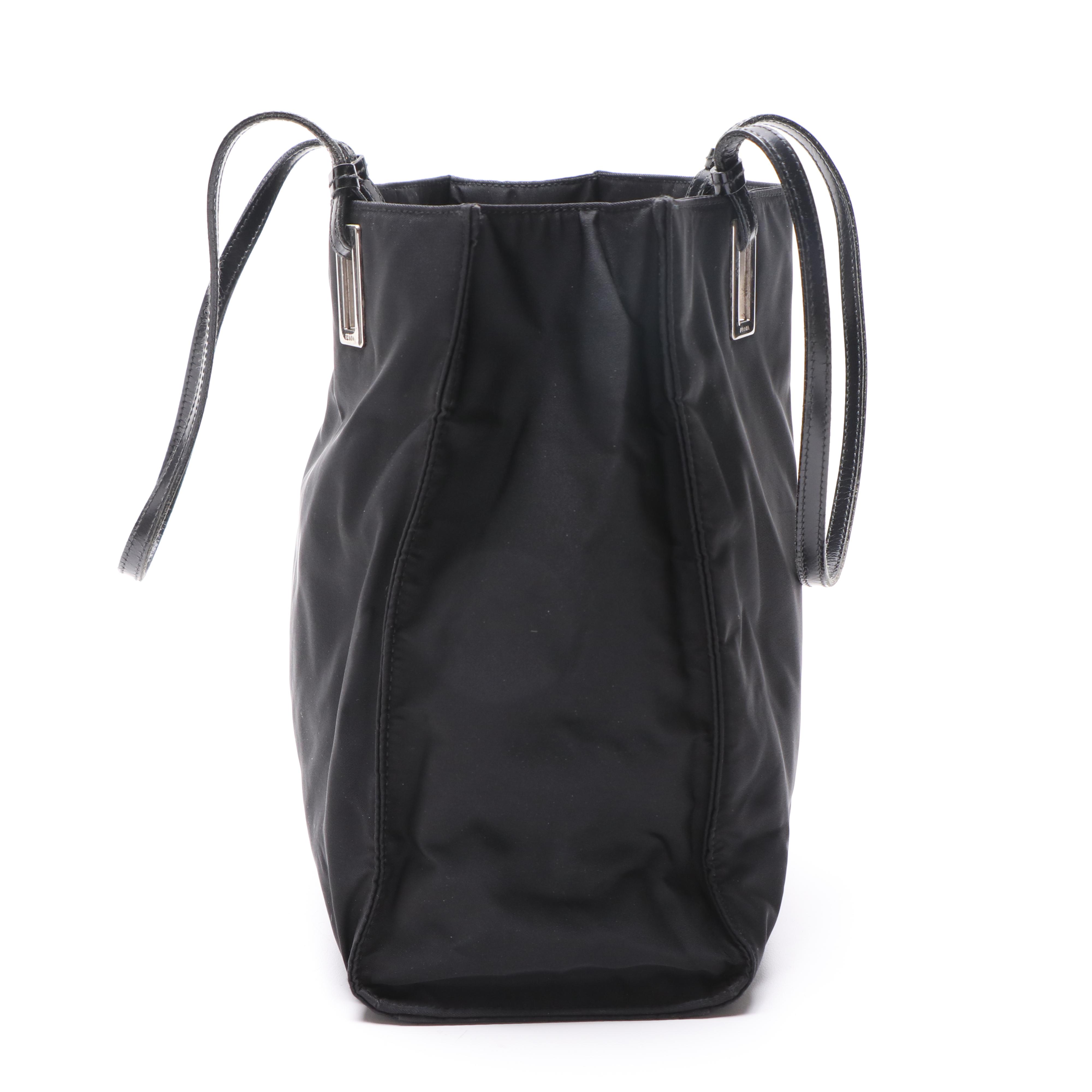 Prada Black Nylon Shoulder Bag and Black Saffiano Leather Wallet