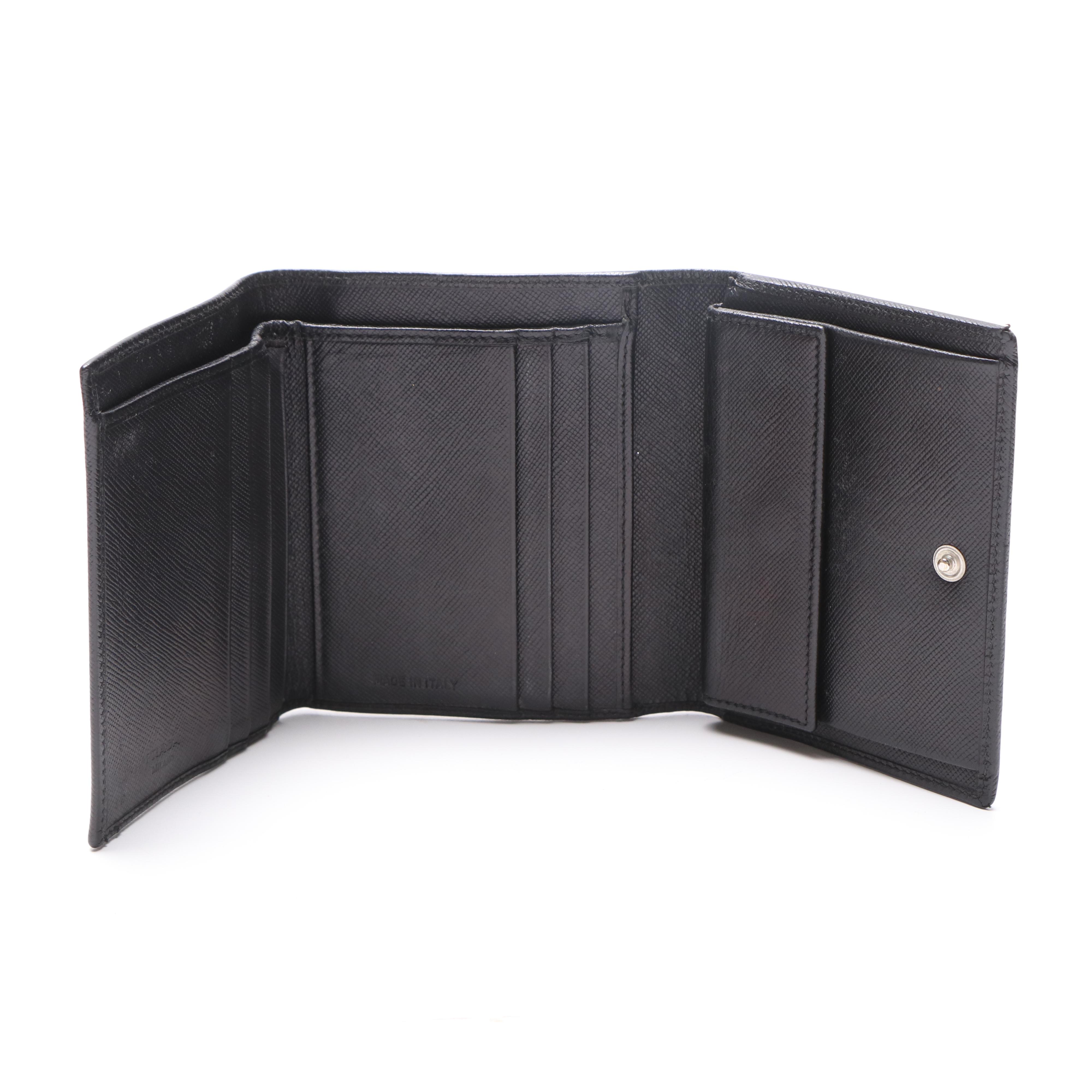 Prada Black Nylon Shoulder Bag and Black Saffiano Leather Wallet