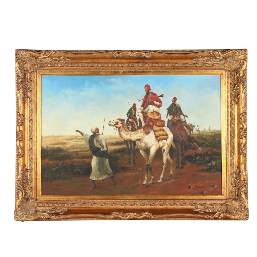 Copy Oil Painting after Emile Vernet "Arabs Travelling in the Desert"